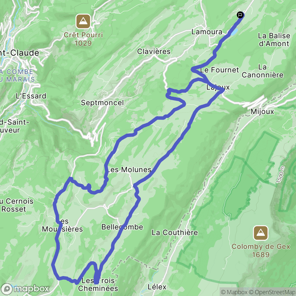 Lamoura : carte du parcours de randonnée - France