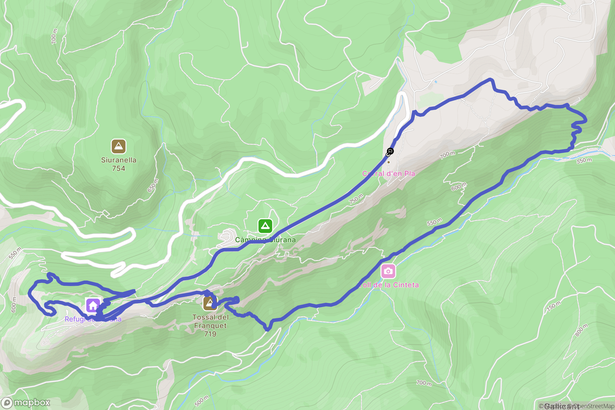 Cornudella de Montsant : carte du parcours de randonnée - Spain