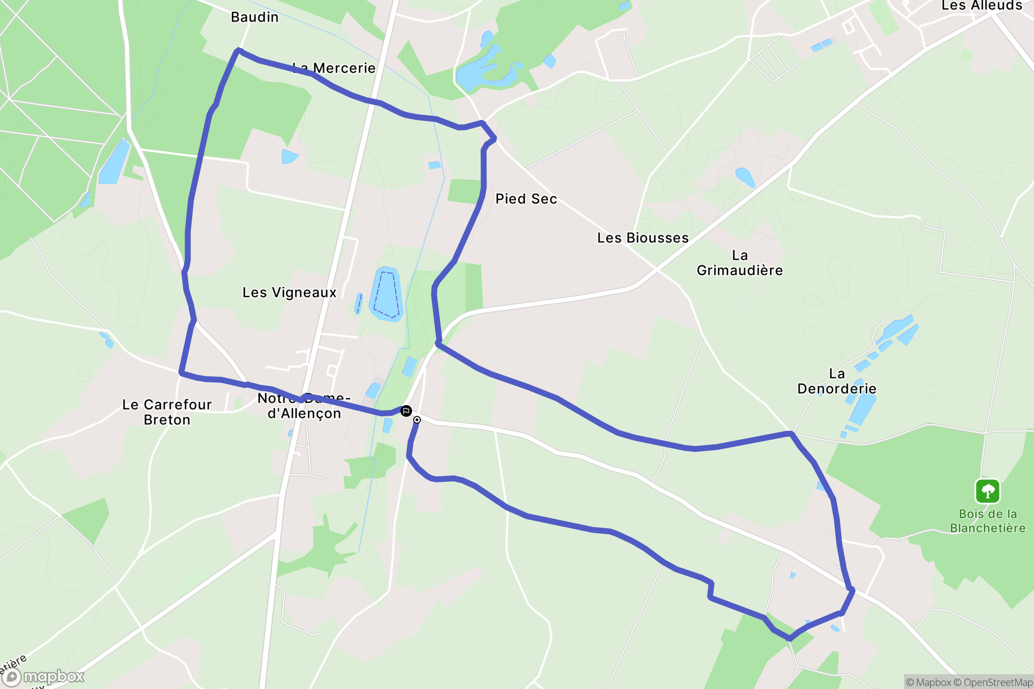 Terranjou : carte du parcours de randonnée - France