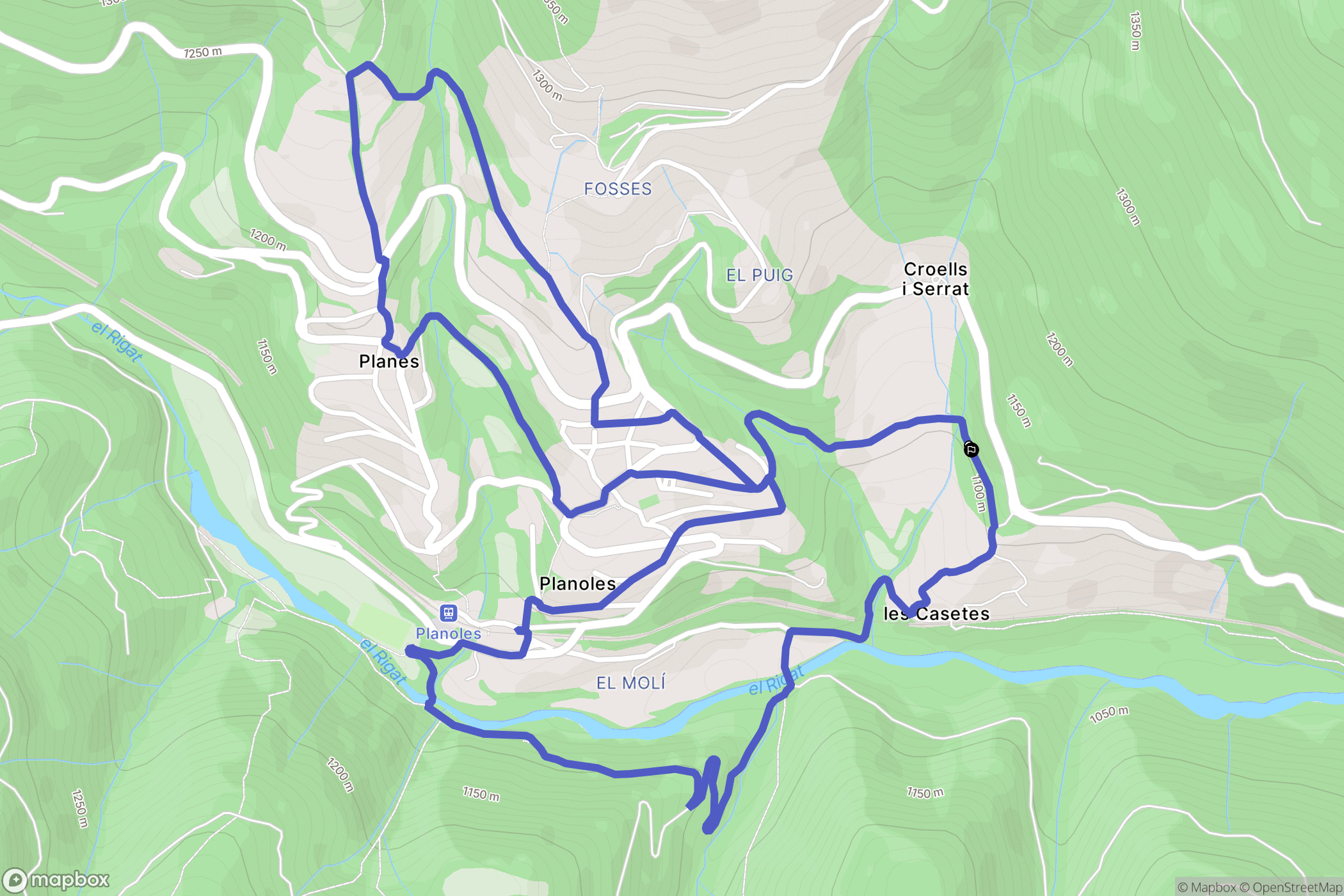 Les Casetes : carte du parcours de randonnée - Spain