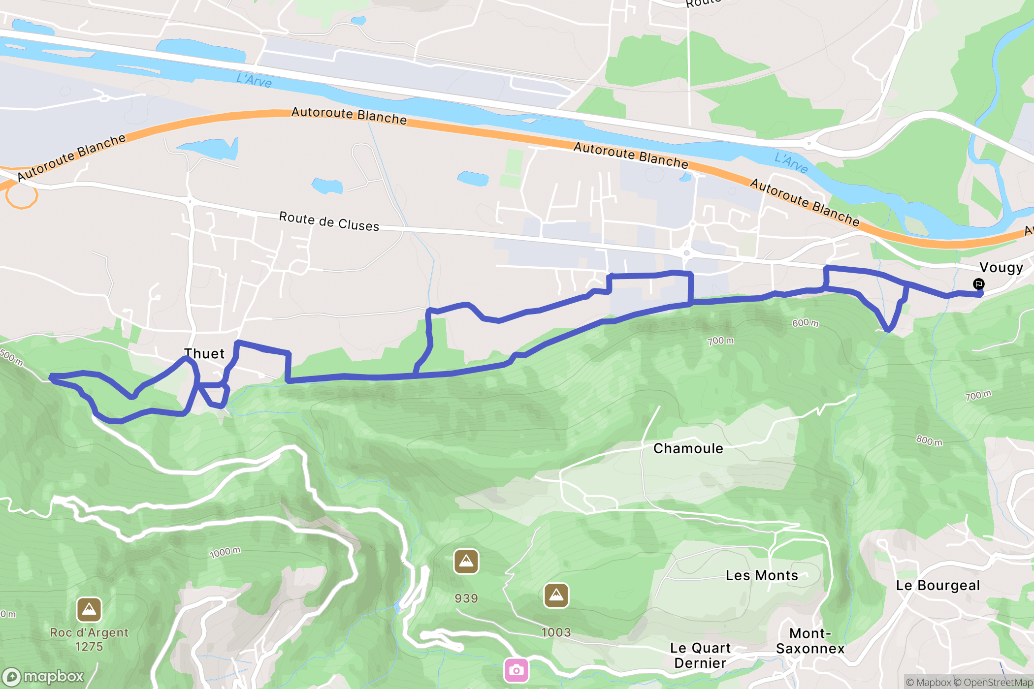 Vougy : carte du parcours de randonnée - France