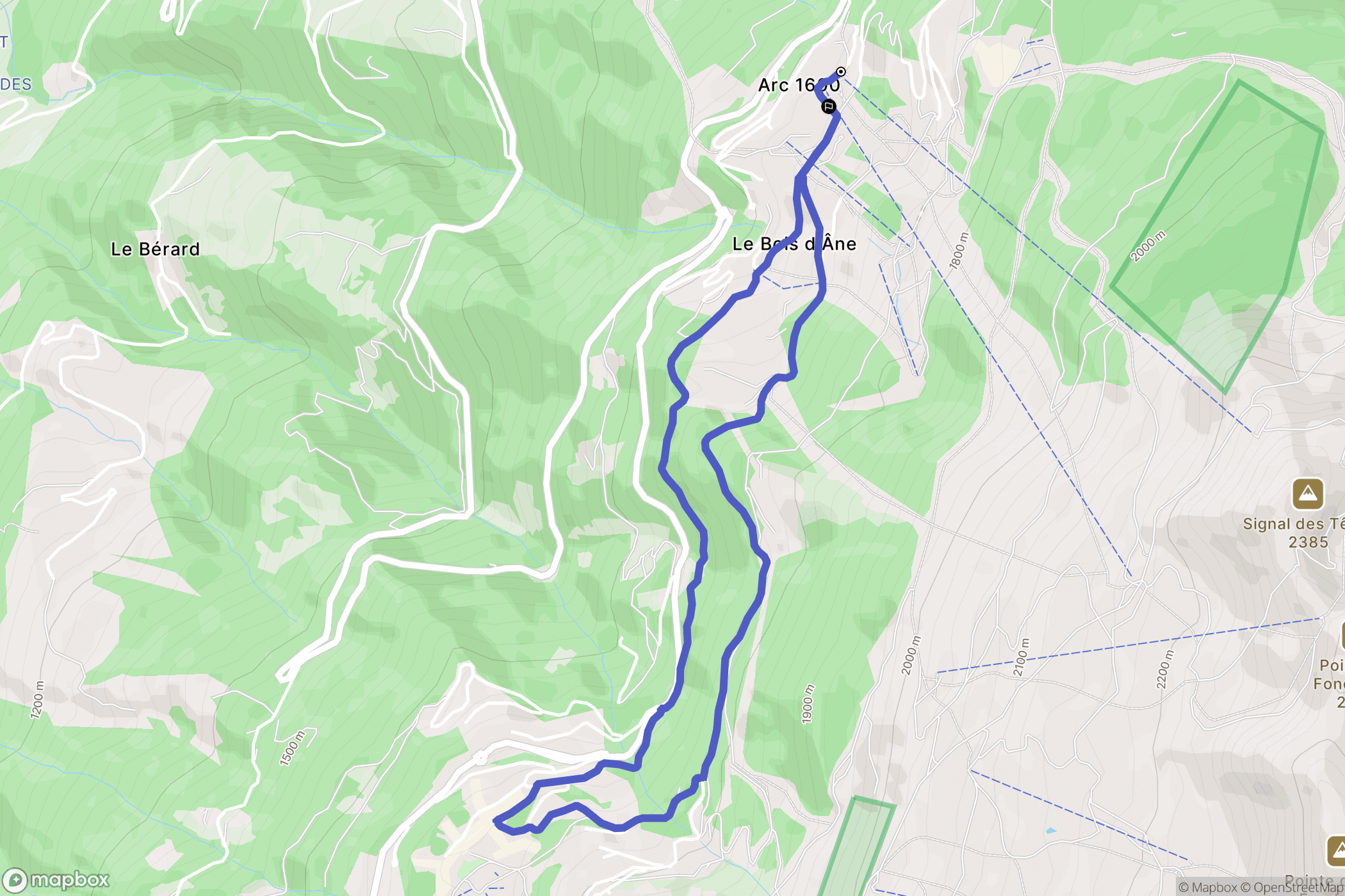 Bourg-Saint-Maurice : carte du parcours de randonnée - France