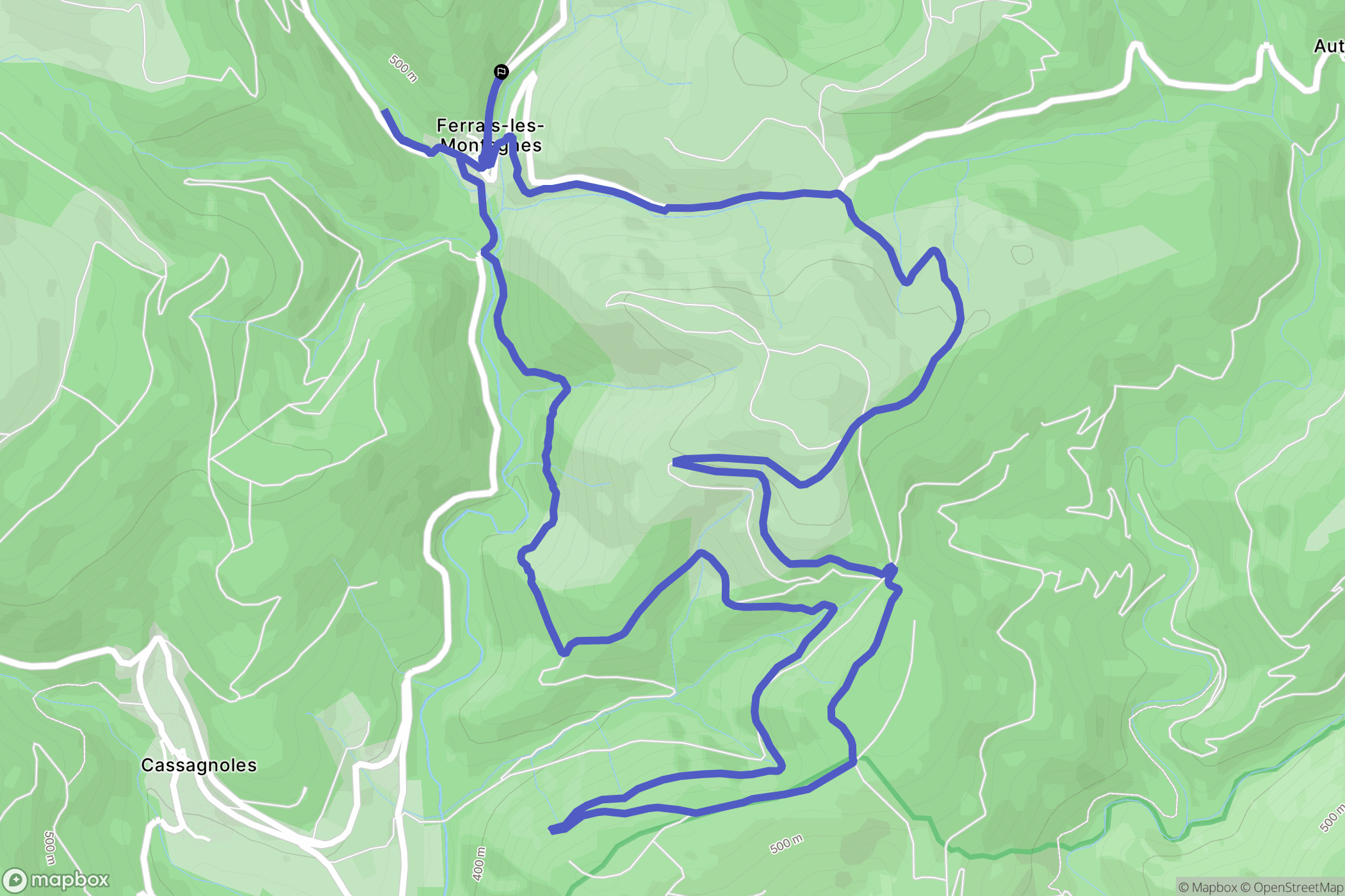 Ferrals-les-Montagnes : carte du parcours de randonnée - France