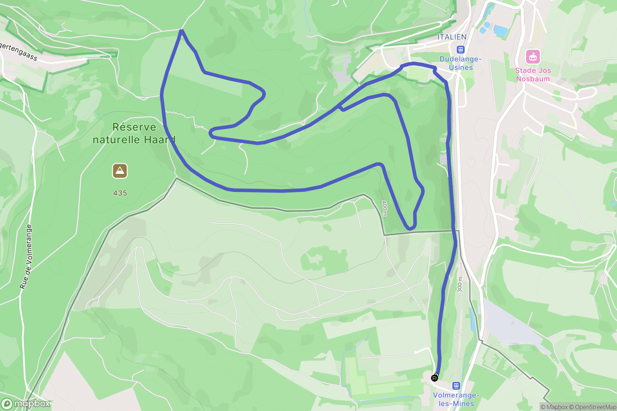Volmerange-les-Mines : carte du parcours de randonnée - France