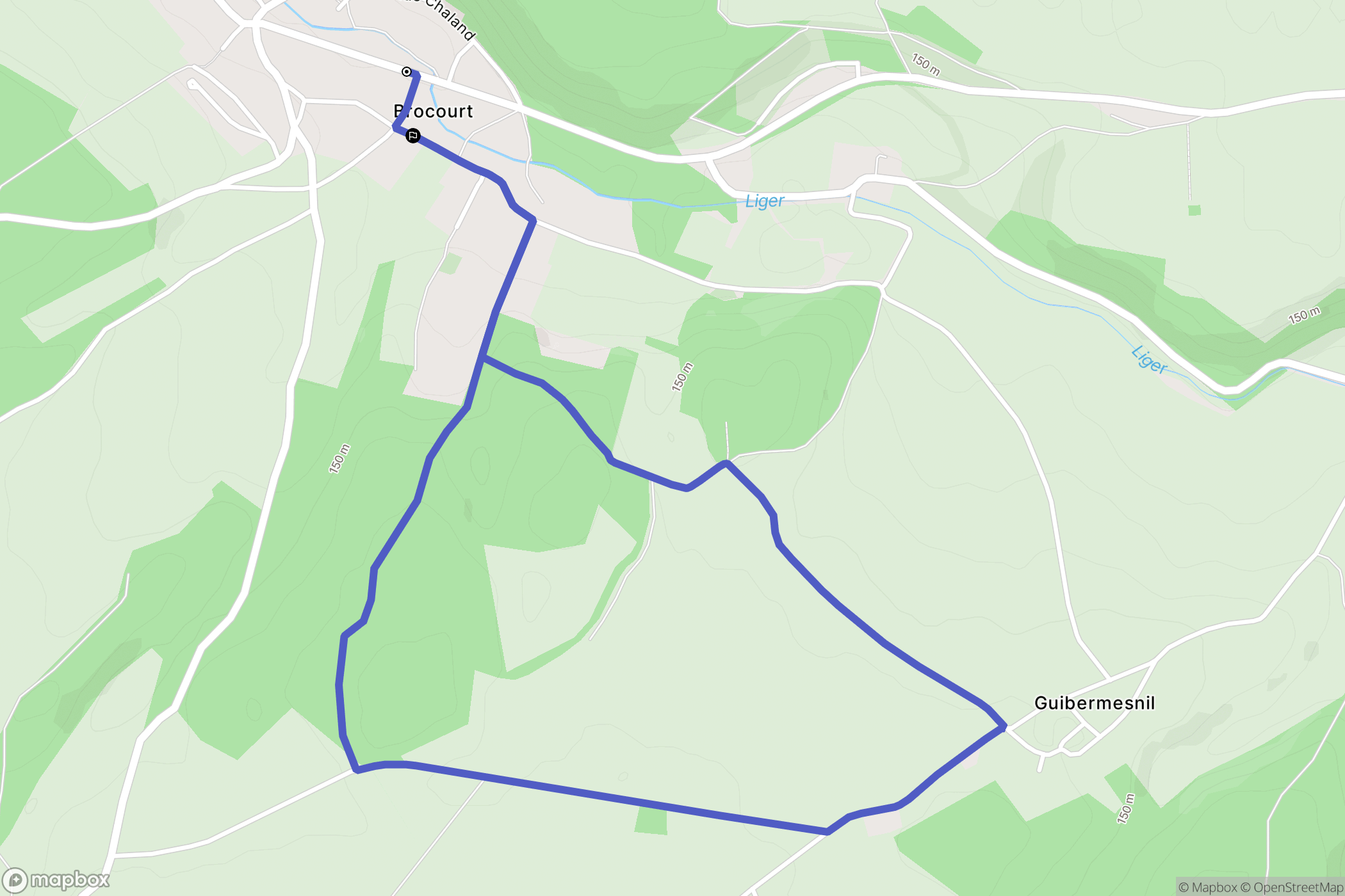 Brocourt : carte du parcours de randonnée - France