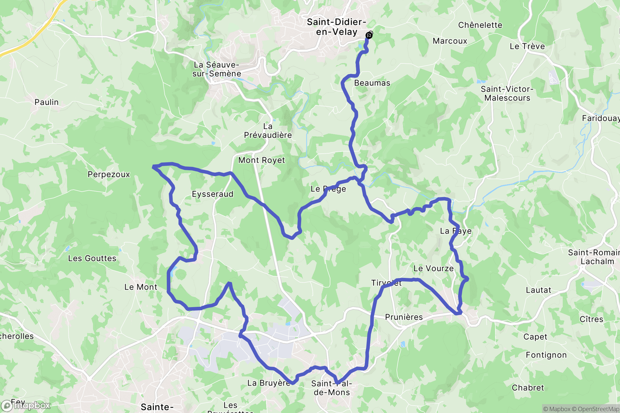 Saint-Didier-en-Velay : carte du parcours de randonnée - France