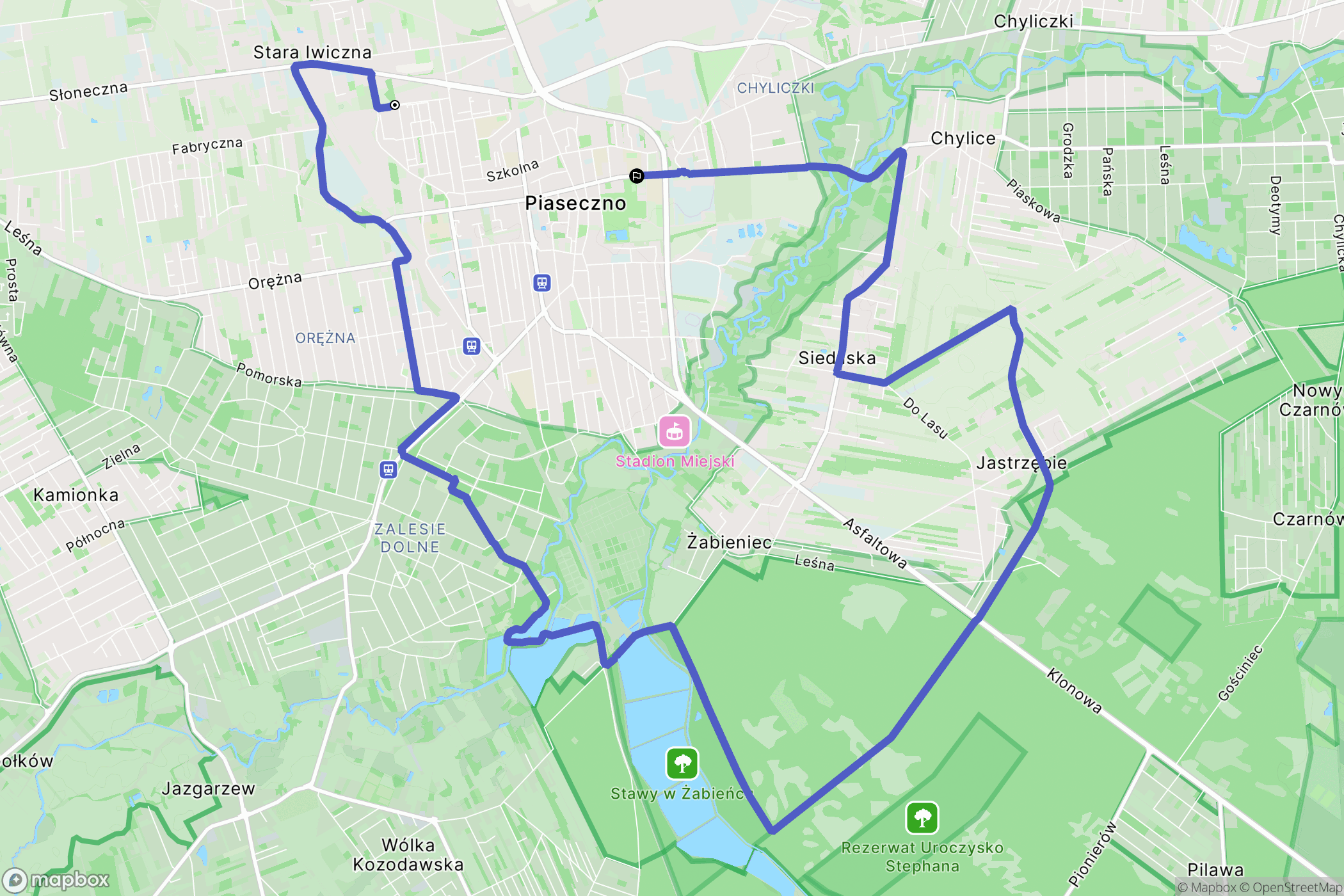 Piaseczno: mapa trasy - Poland