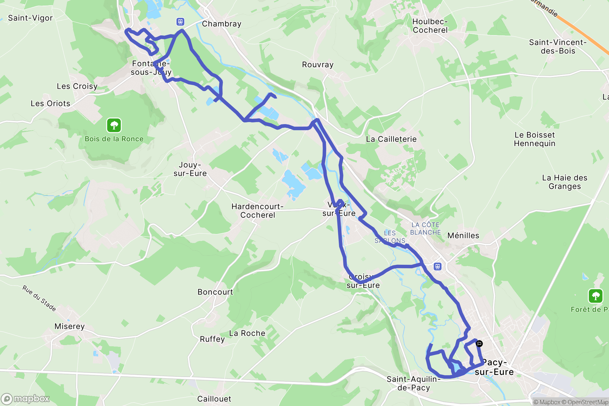 Pacy-sur-Eure : carte du parcours de randonnée - France