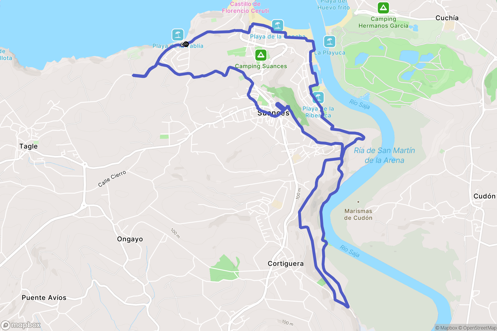 Suances : carte du parcours de randonnée - Spain