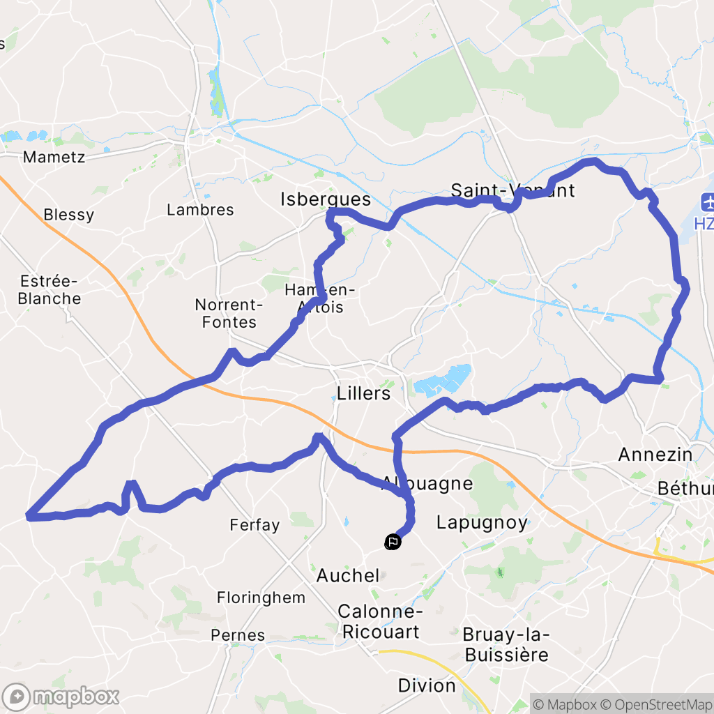 Lozinghem : carte du parcours de randonnée - France