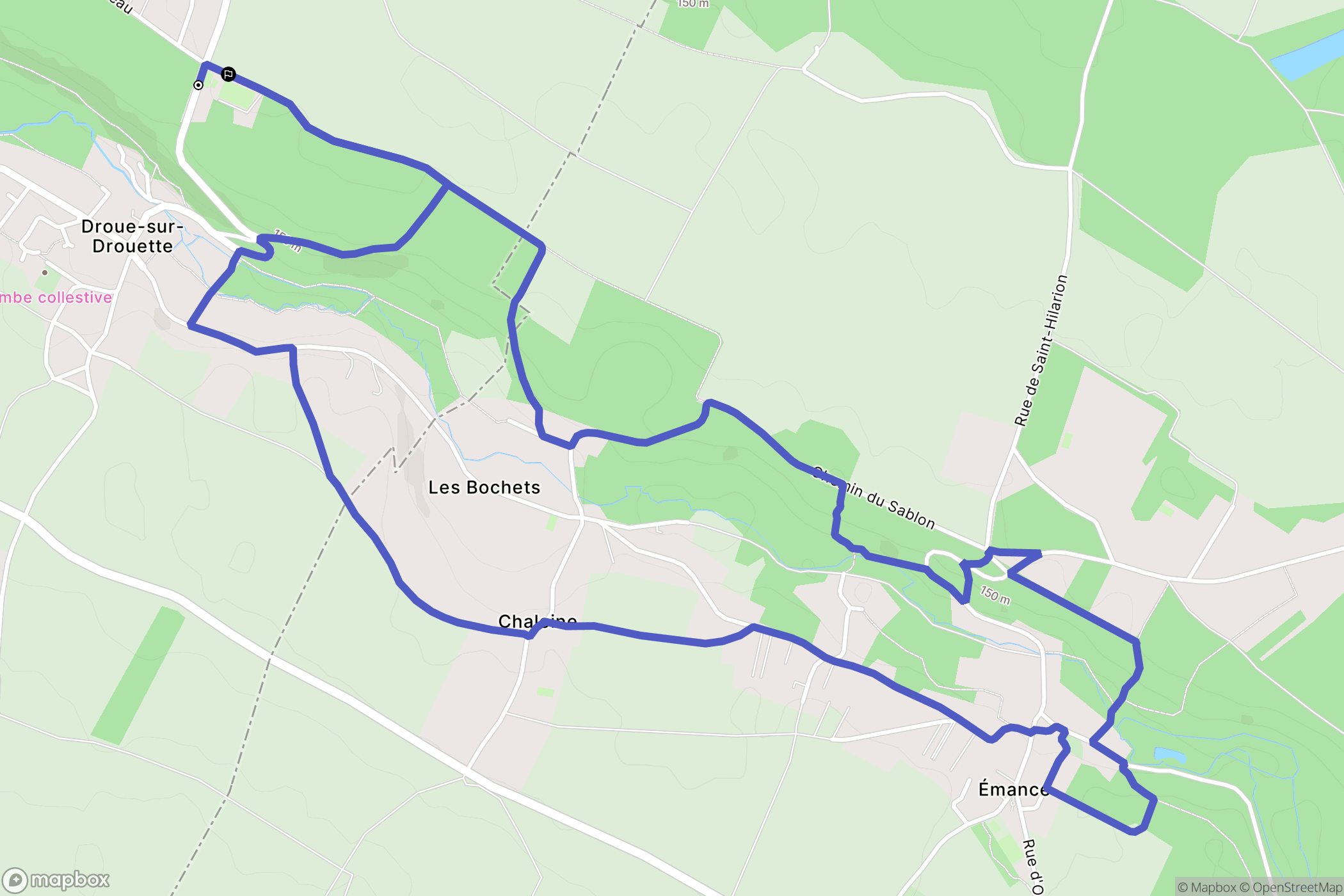 Droue-sur-Drouette : carte du parcours de randonnée - France