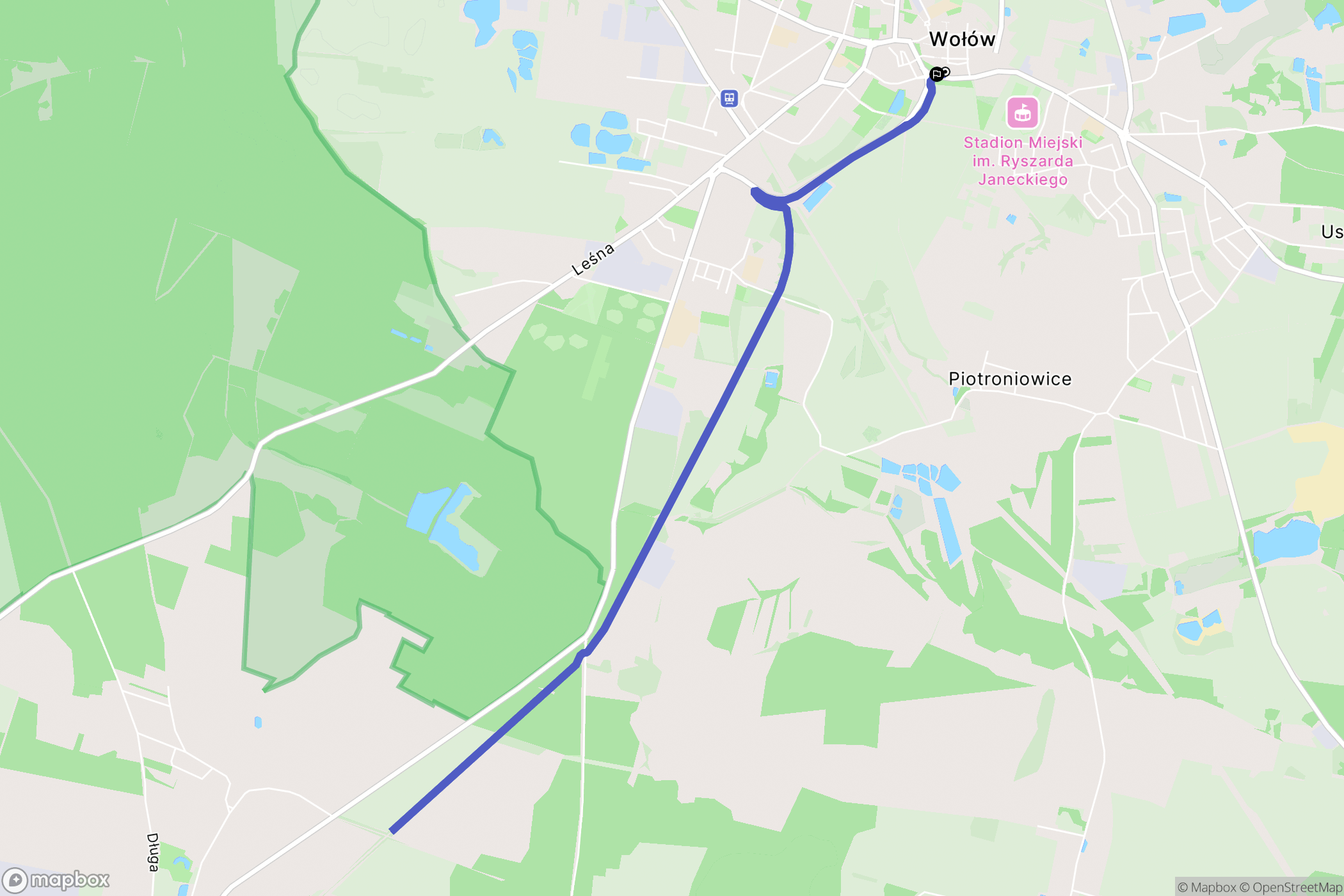 Wołów: mapa trasy - Poland