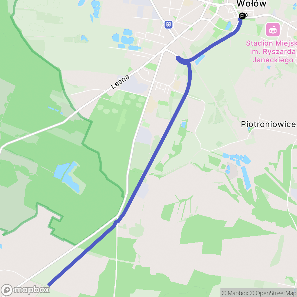 Wołów: mapa trasy - Poland