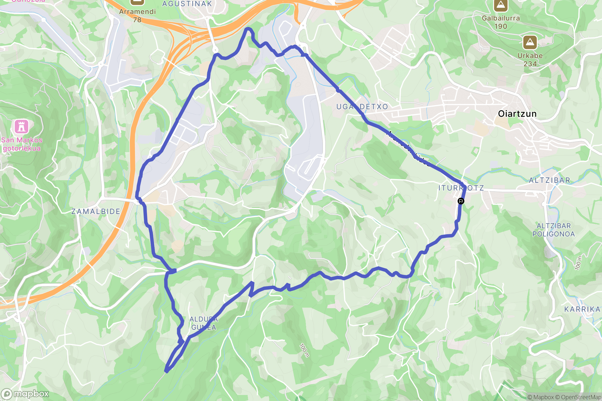Iturriotz : carte du parcours de randonnée - Spain