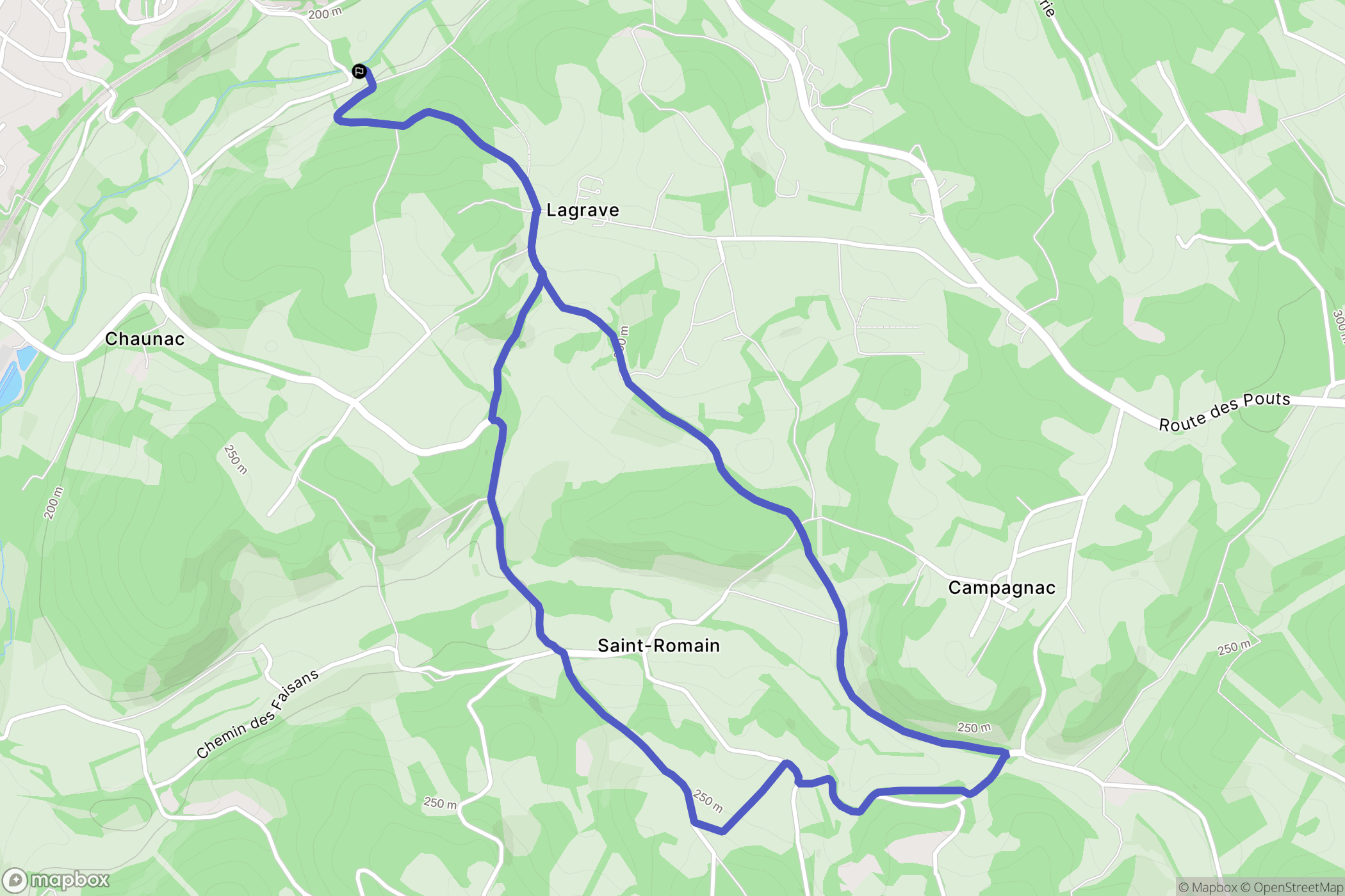 Gourdon : carte du parcours de randonnée - France
