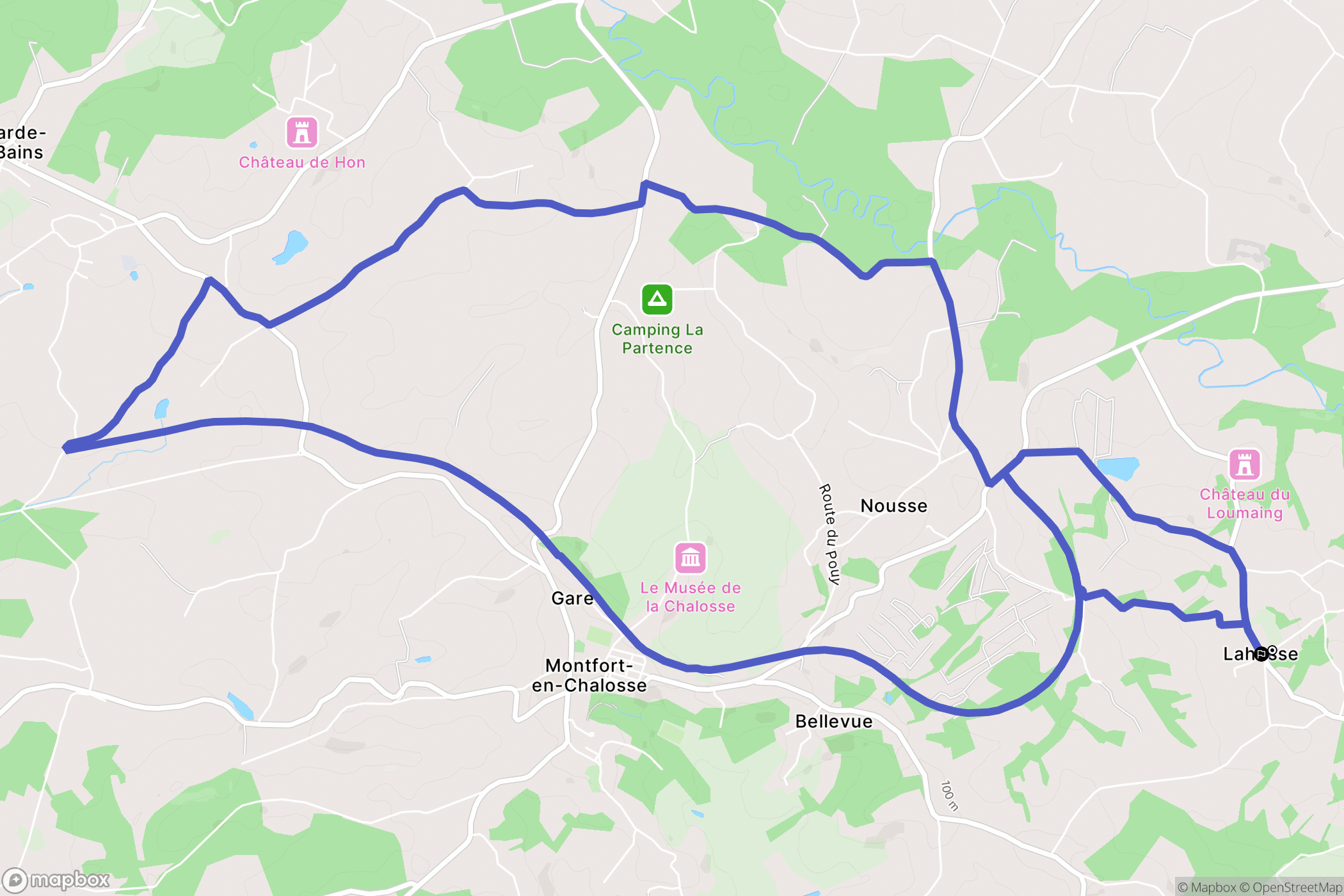 Lahosse : carte du parcours de randonnée - France