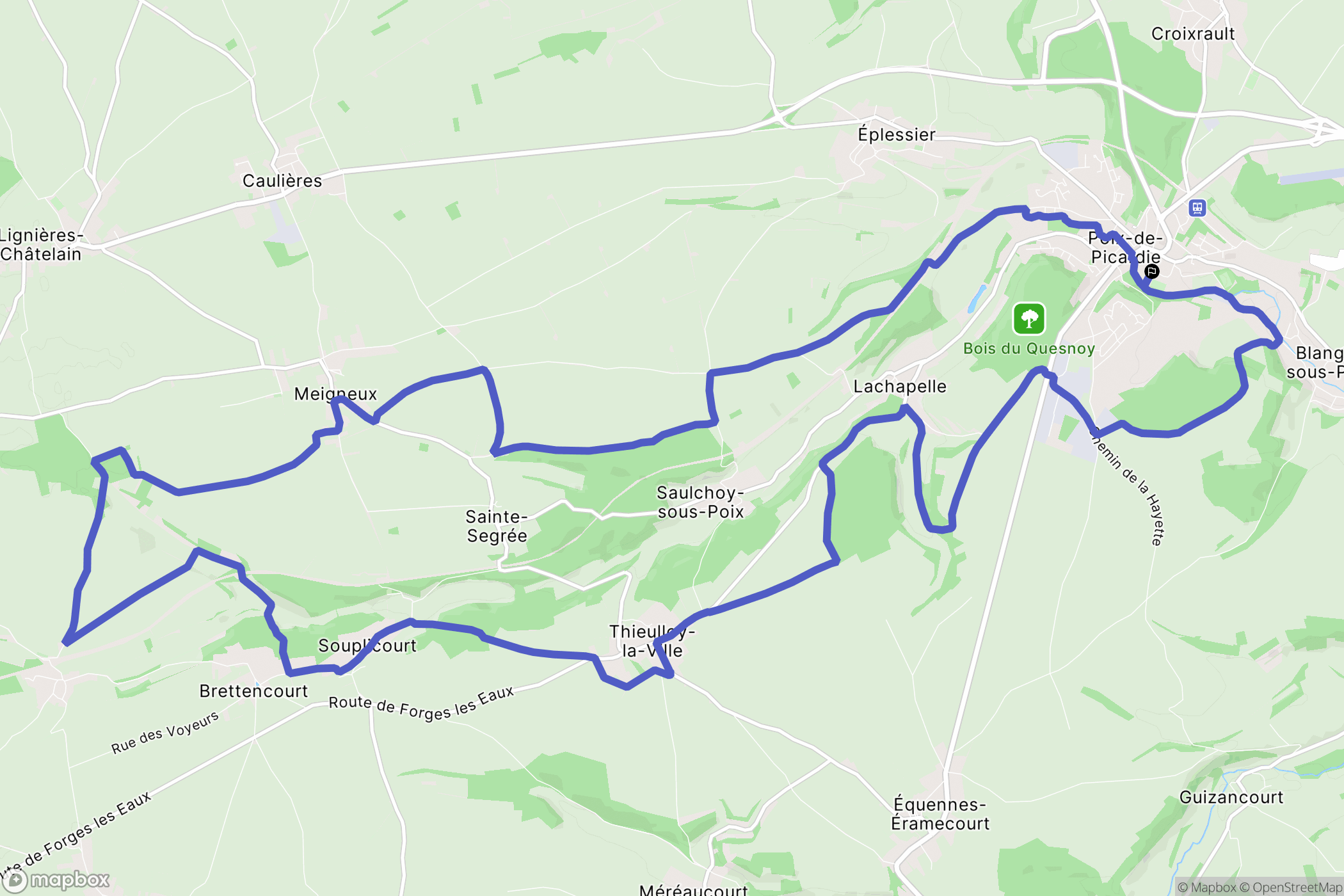 Poix-de-Picardie : carte du parcours de randonnée - France