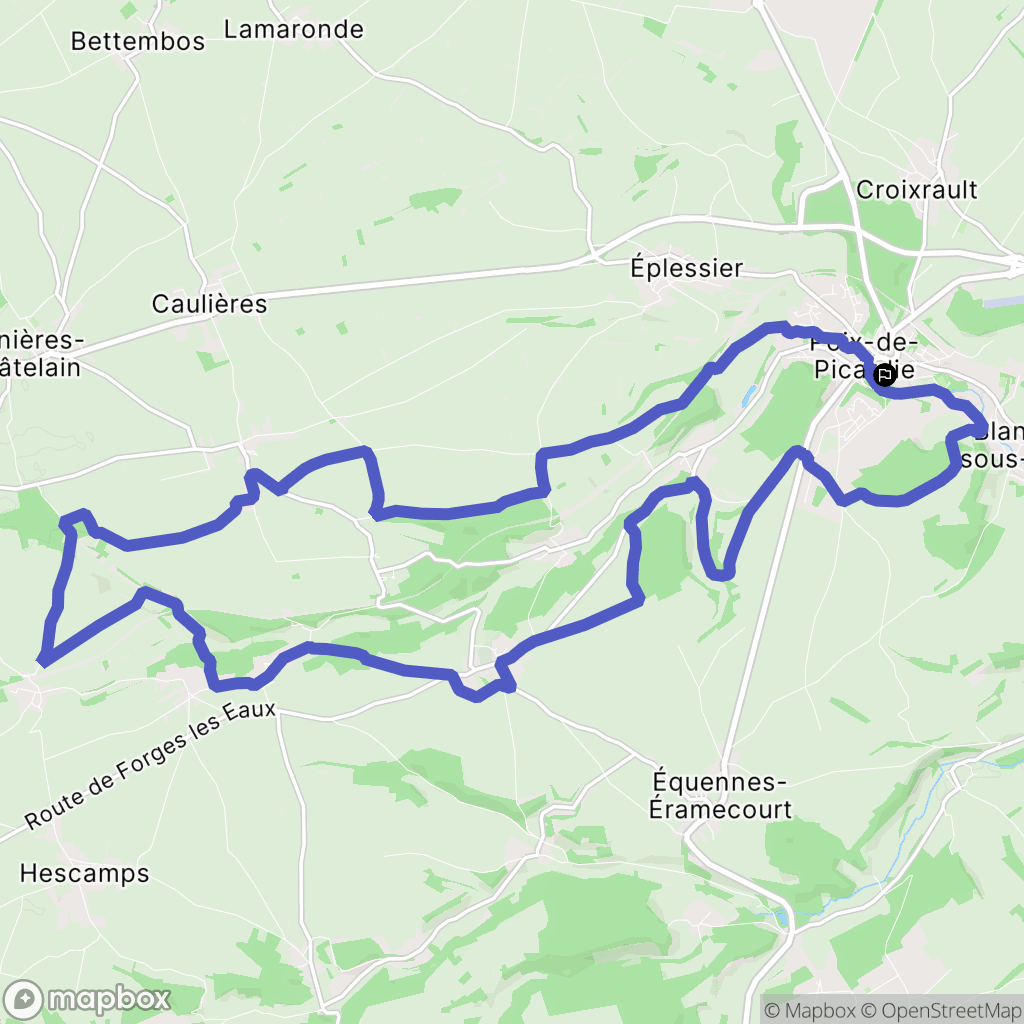 Poix-de-Picardie : carte du parcours de randonnée - France