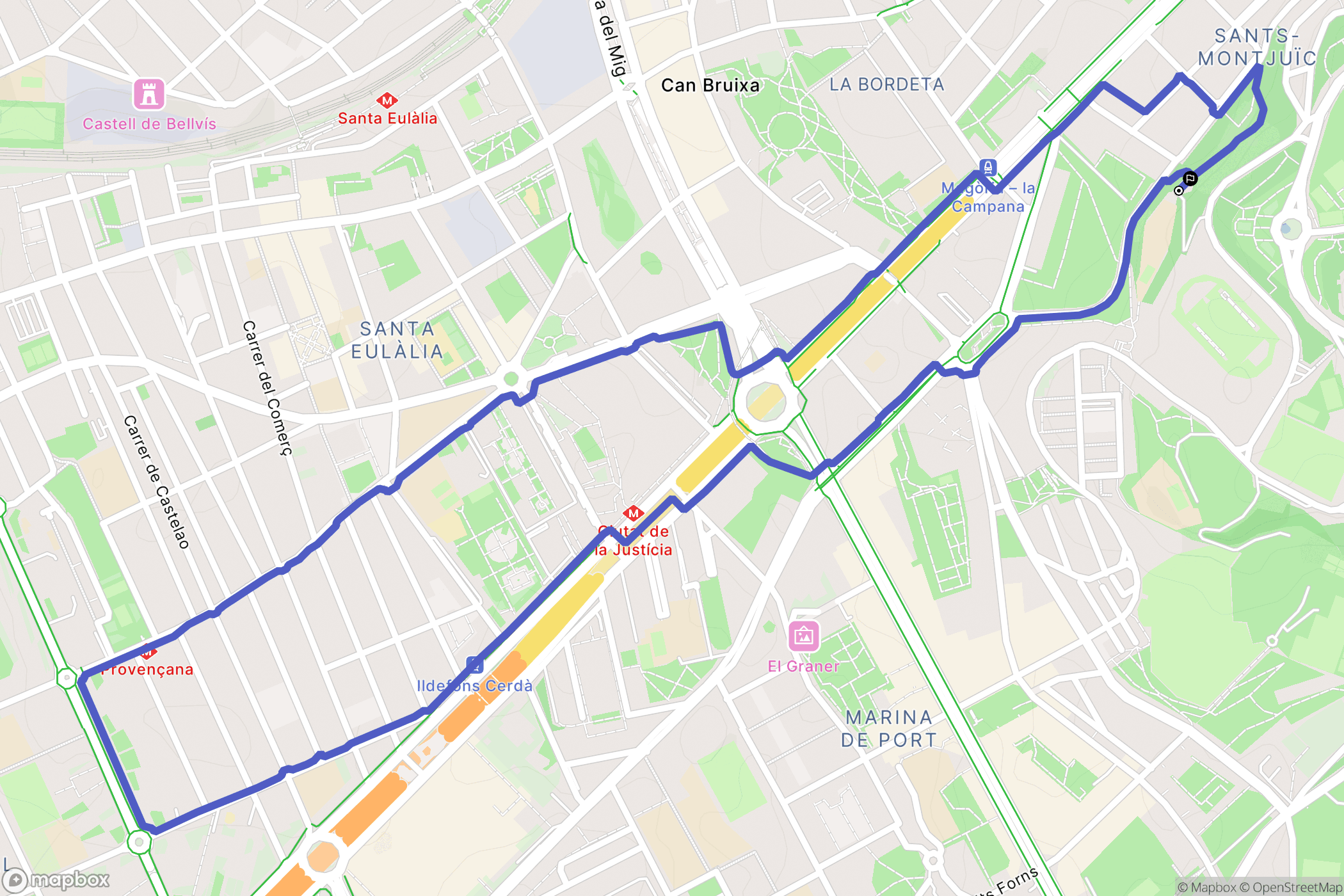 Barcelona : carte du parcours de randonnée - Spain