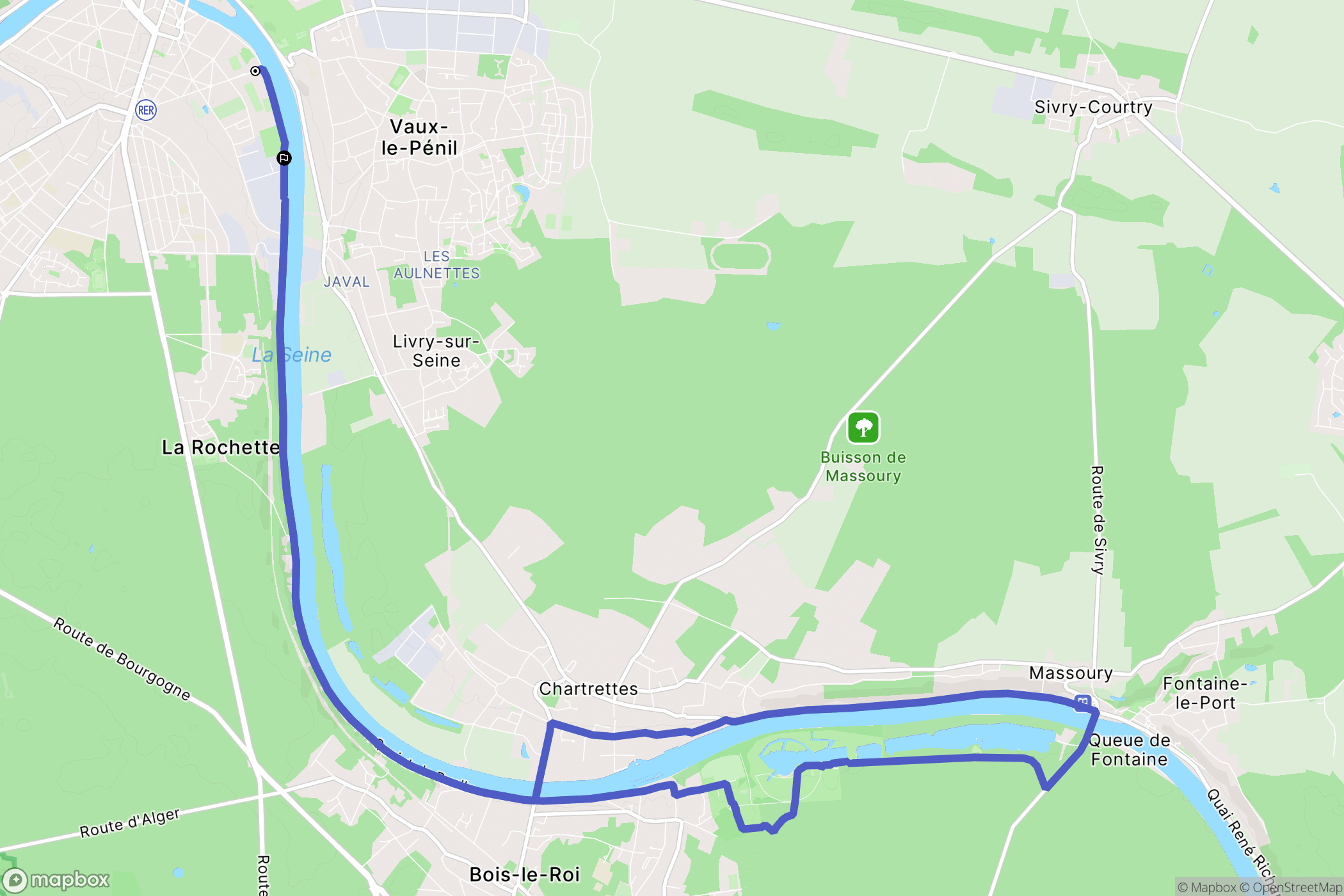 Melun : carte du parcours de randonnée - France