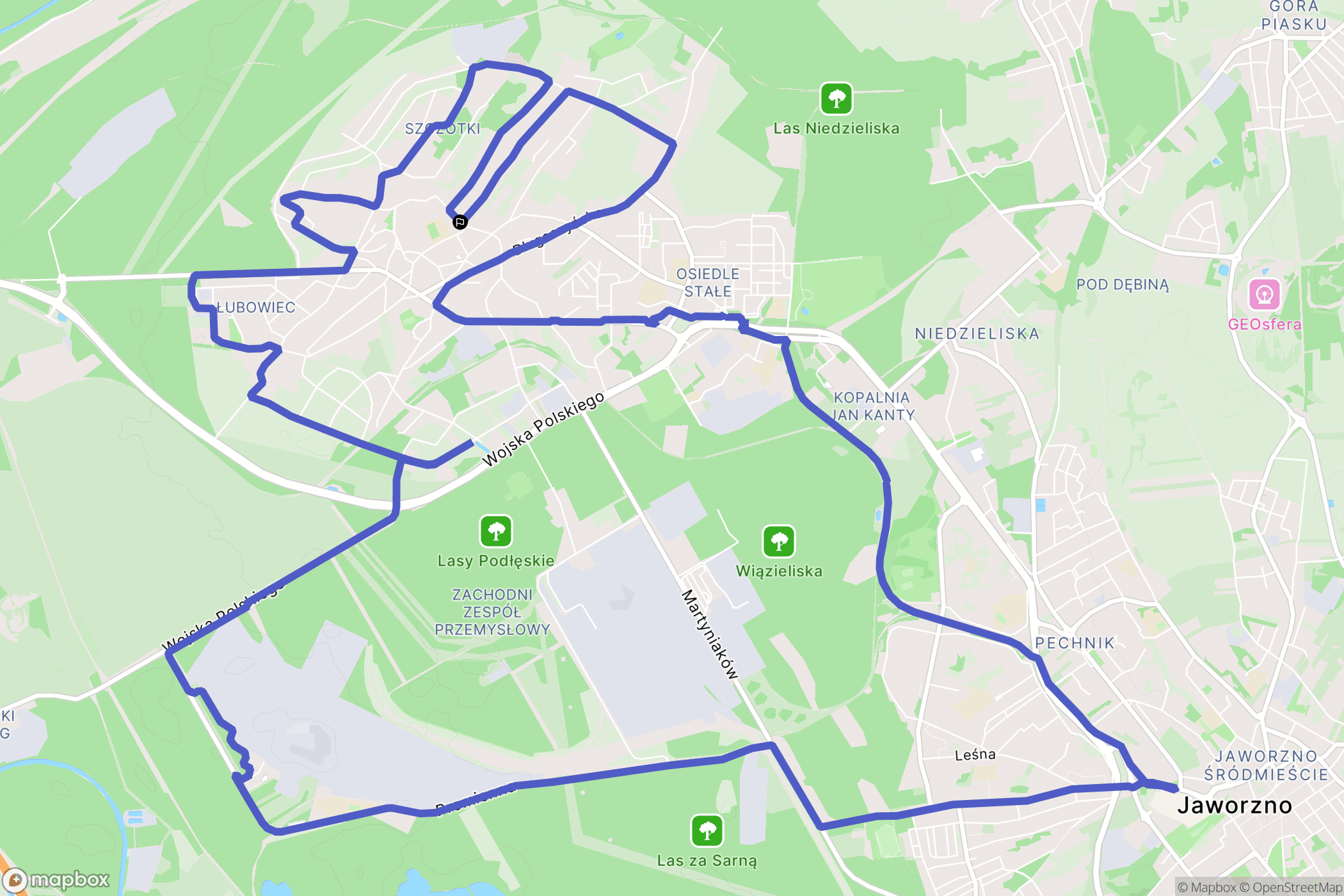 Jaworzno: mapa trasy - Poland