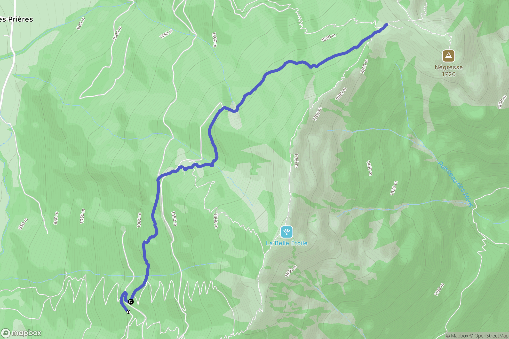 Mercury : carte du parcours de randonnée - France