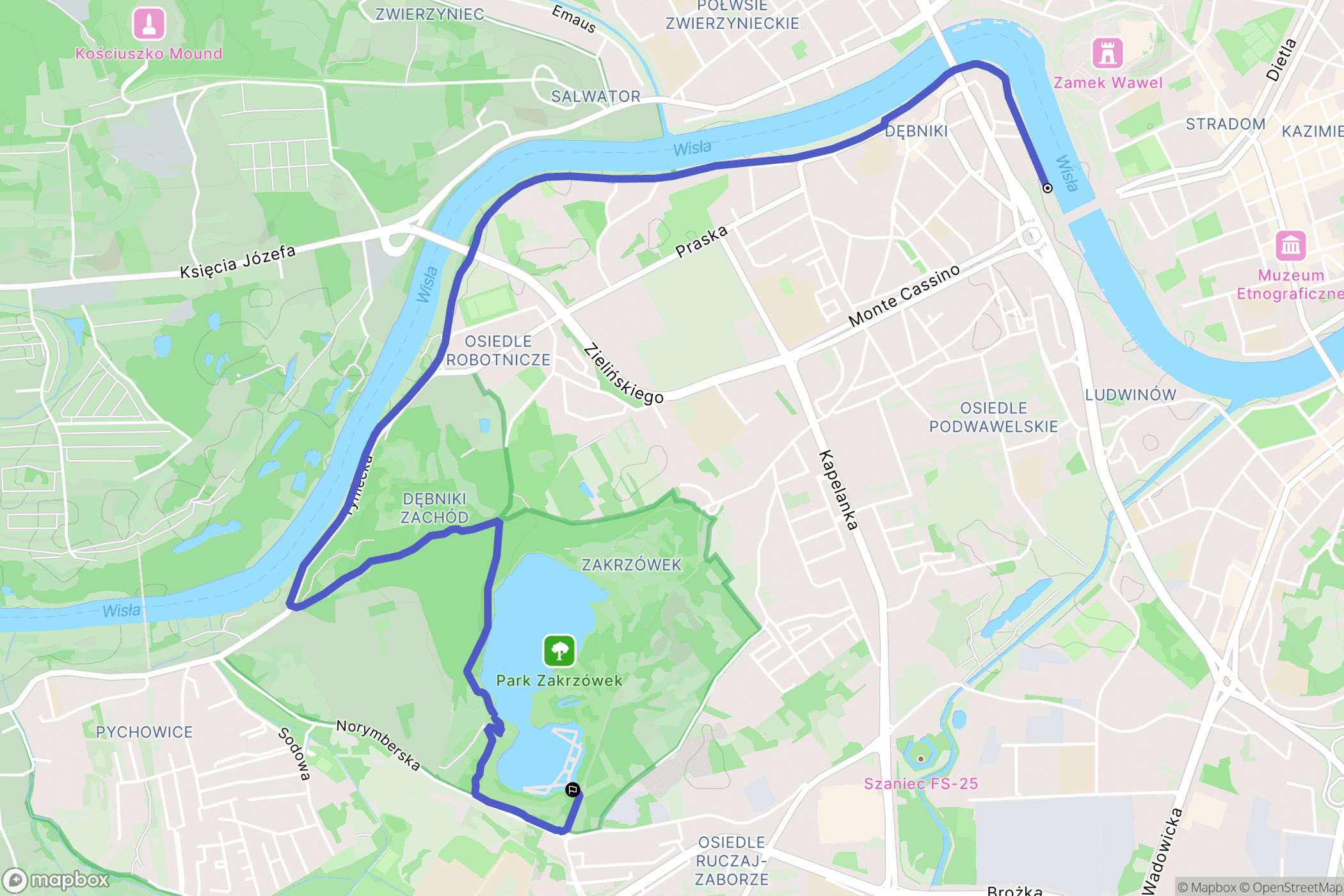 Kraków: mapa trasy - Poland