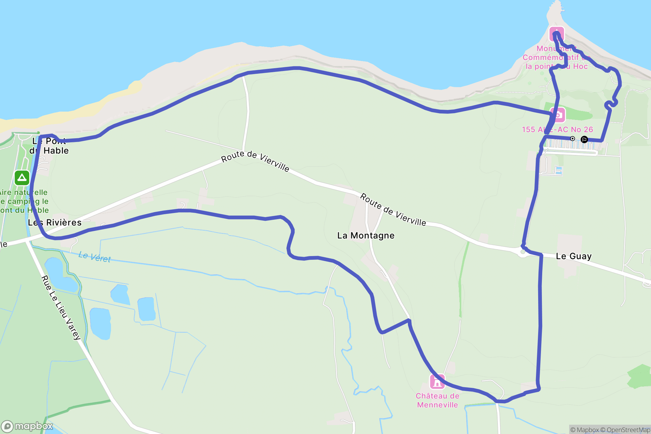 Cricqueville-en-Bessin : carte du parcours de randonnée - France