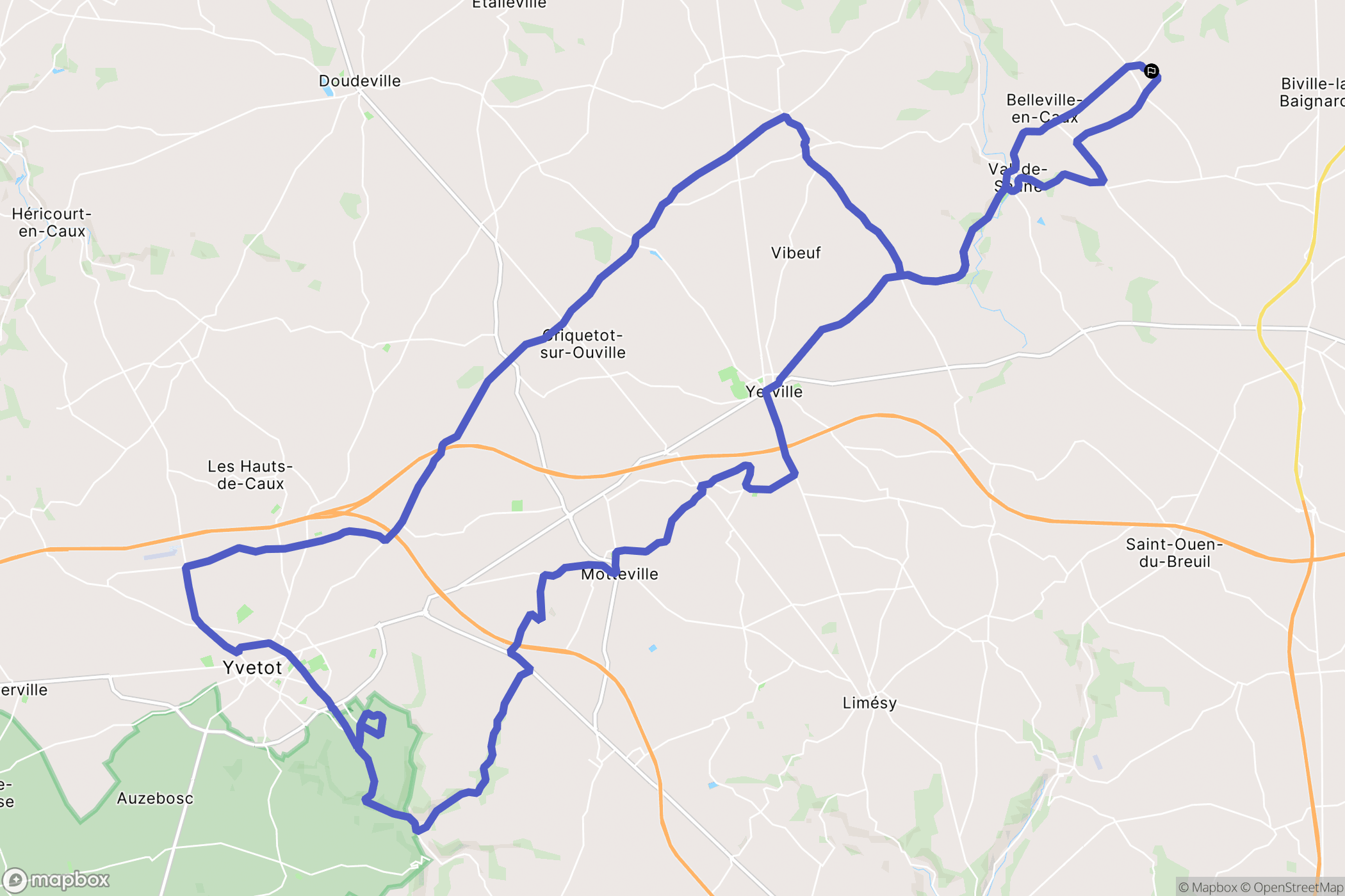 Beauval-en-Caux : carte du parcours de randonnée - France