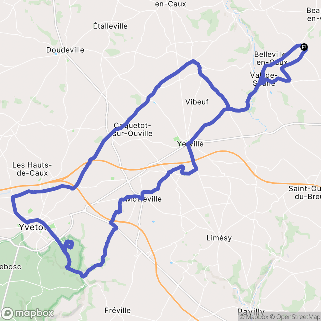 Beauval-en-Caux : carte du parcours de randonnée - France