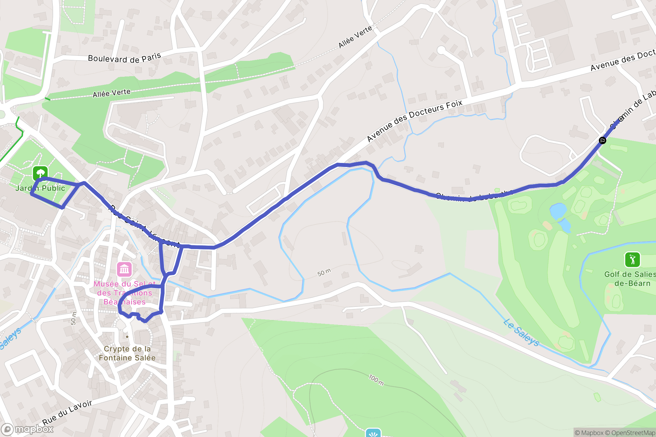 Salies-de-Béarn : carte du parcours de randonnée - France