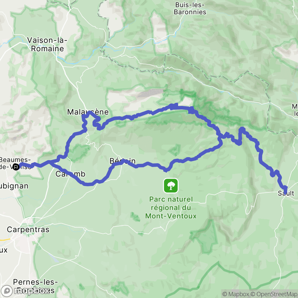 Beaumes-de-Venise : carte du parcours de randonnée - France