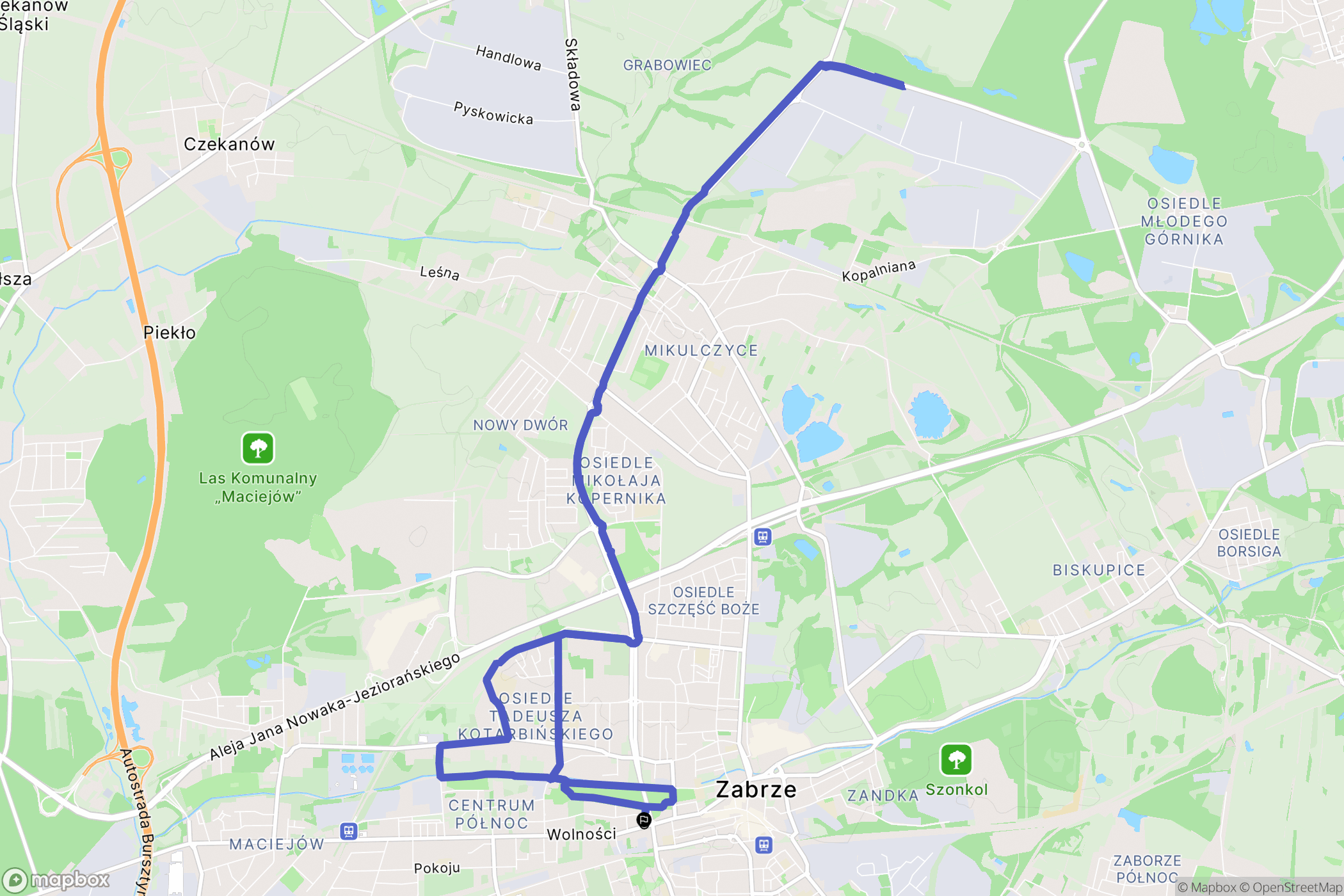Zabrze: mapa trasy - Poland