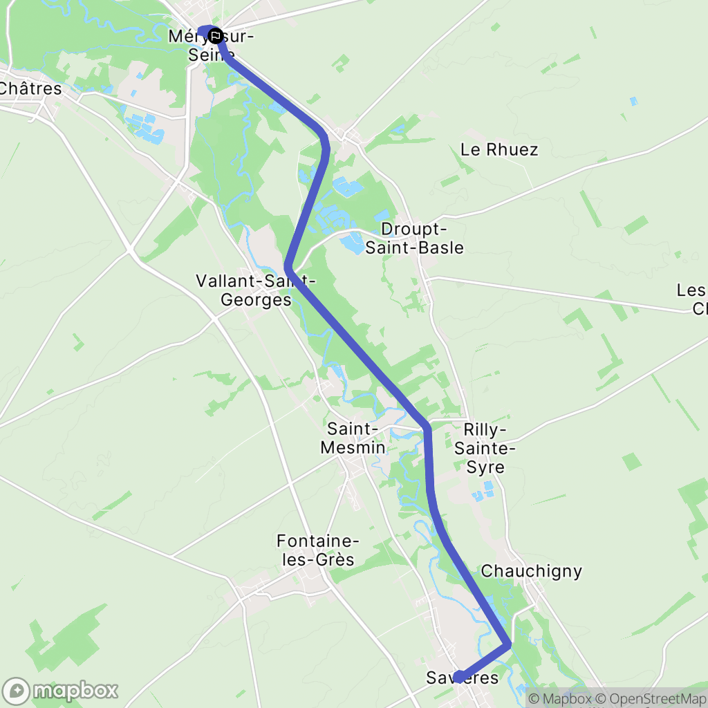 Méry-sur-Seine : carte du parcours de randonnée - France