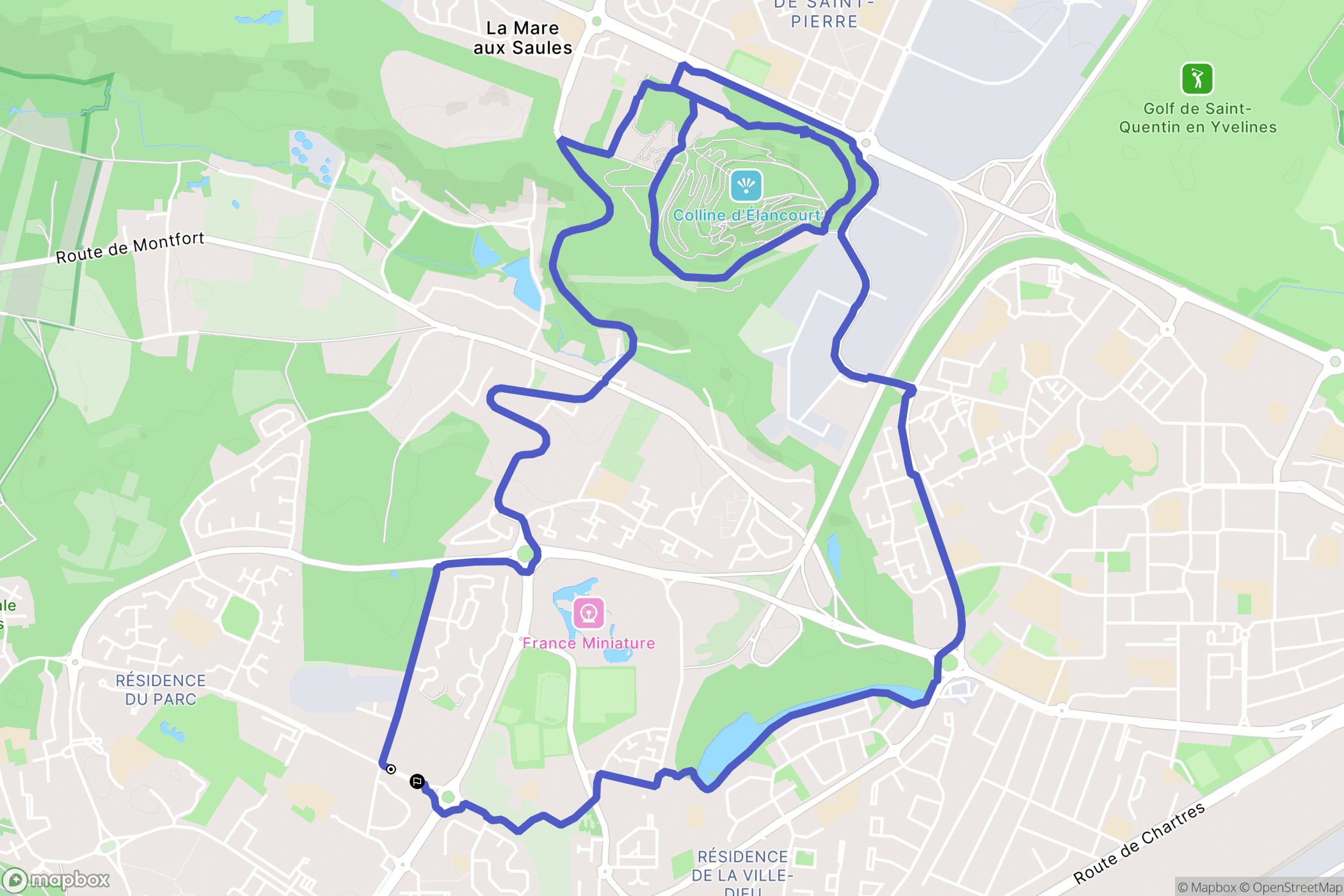 Élancourt : carte du parcours de randonnée - France
