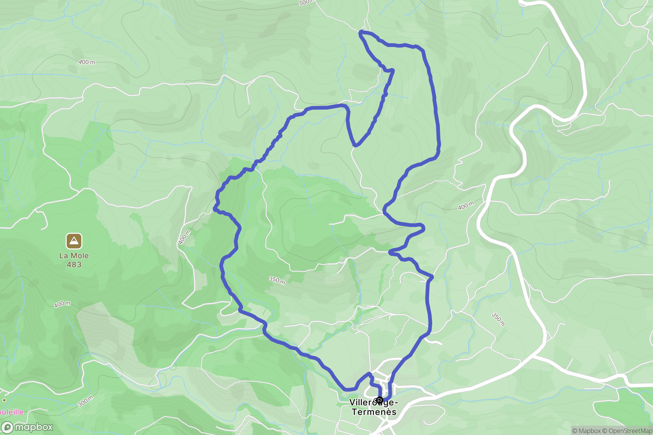 Villerouge-Termenès : carte du parcours de randonnée - France