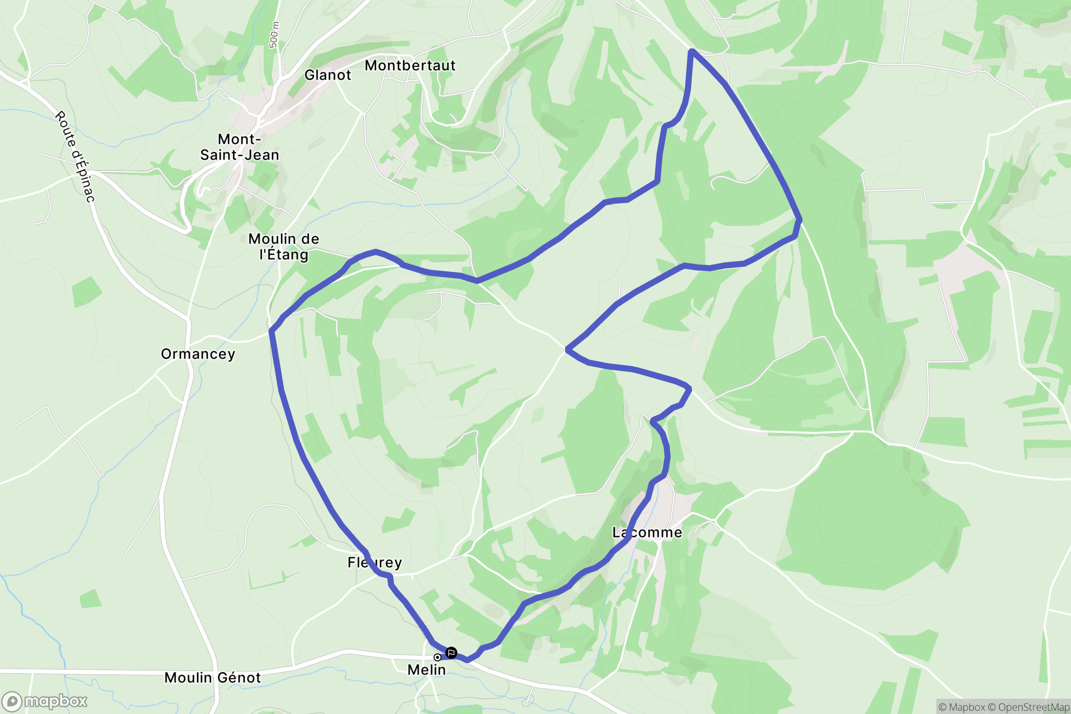 Mont-Saint-Jean : carte du parcours de randonnée - France