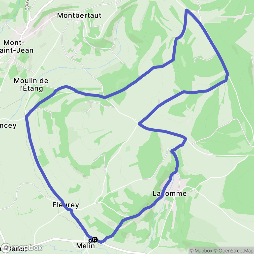Mont-Saint-Jean : carte du parcours de randonnée - France