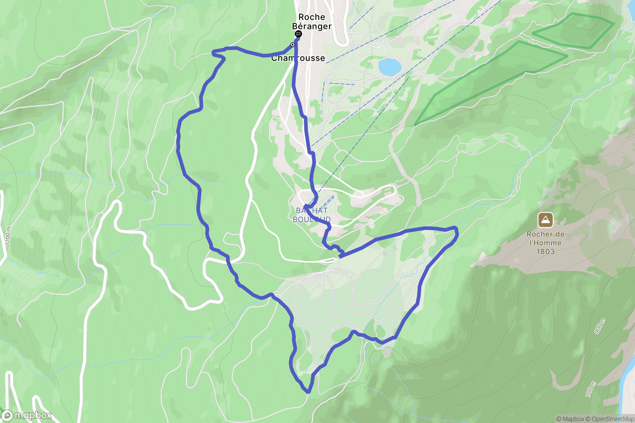 Chamrousse : carte du parcours de randonnée - France