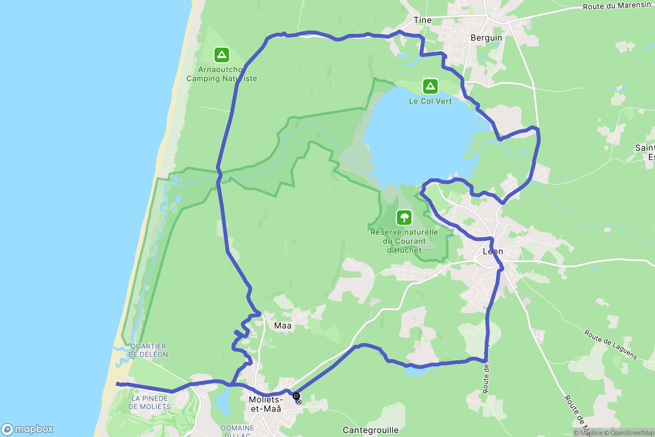 Moliets-et-Maa : carte du parcours de randonnée - France