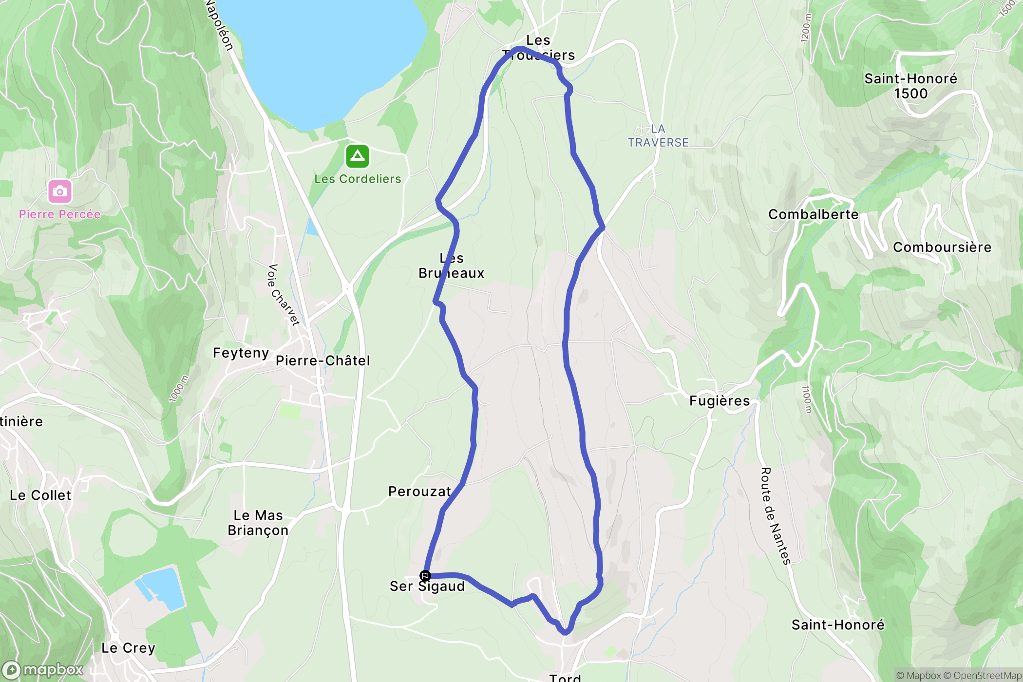 Pierre-Châtel : carte du parcours de randonnée - France