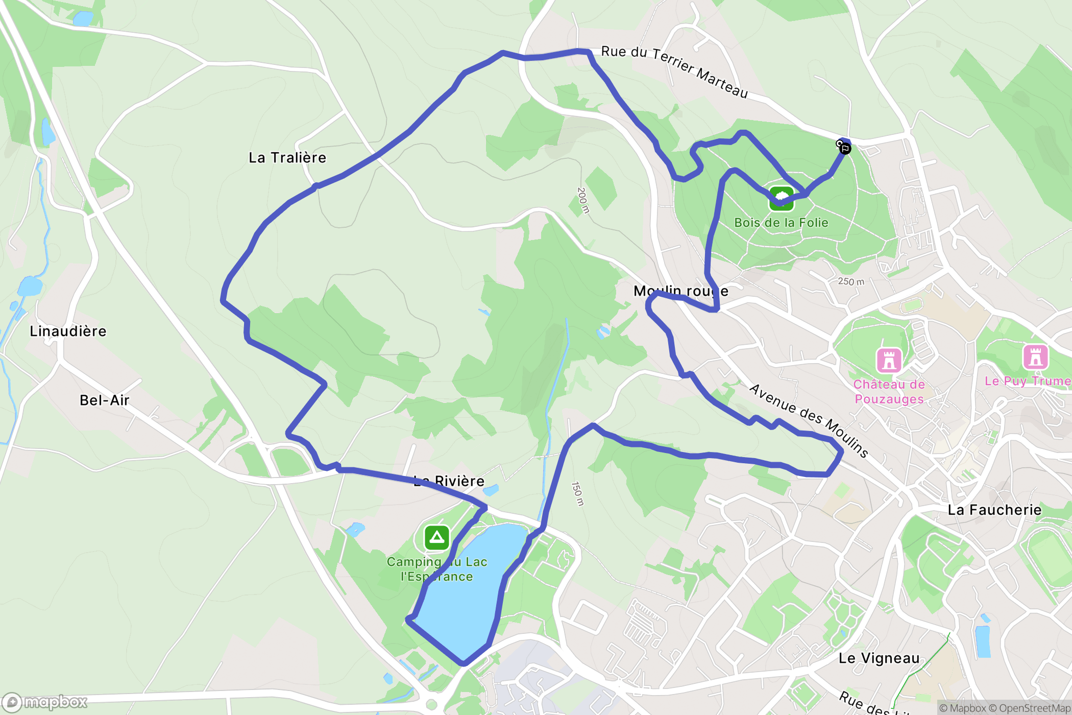 Pouzauges : carte du parcours de randonnée - France