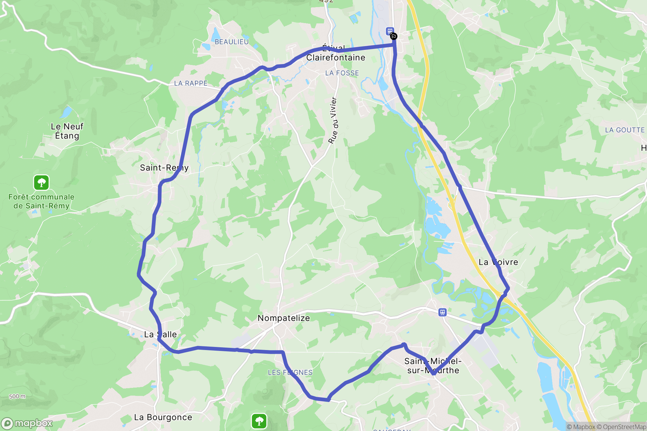 Étival-Clairefontaine : carte du parcours de randonnée - France