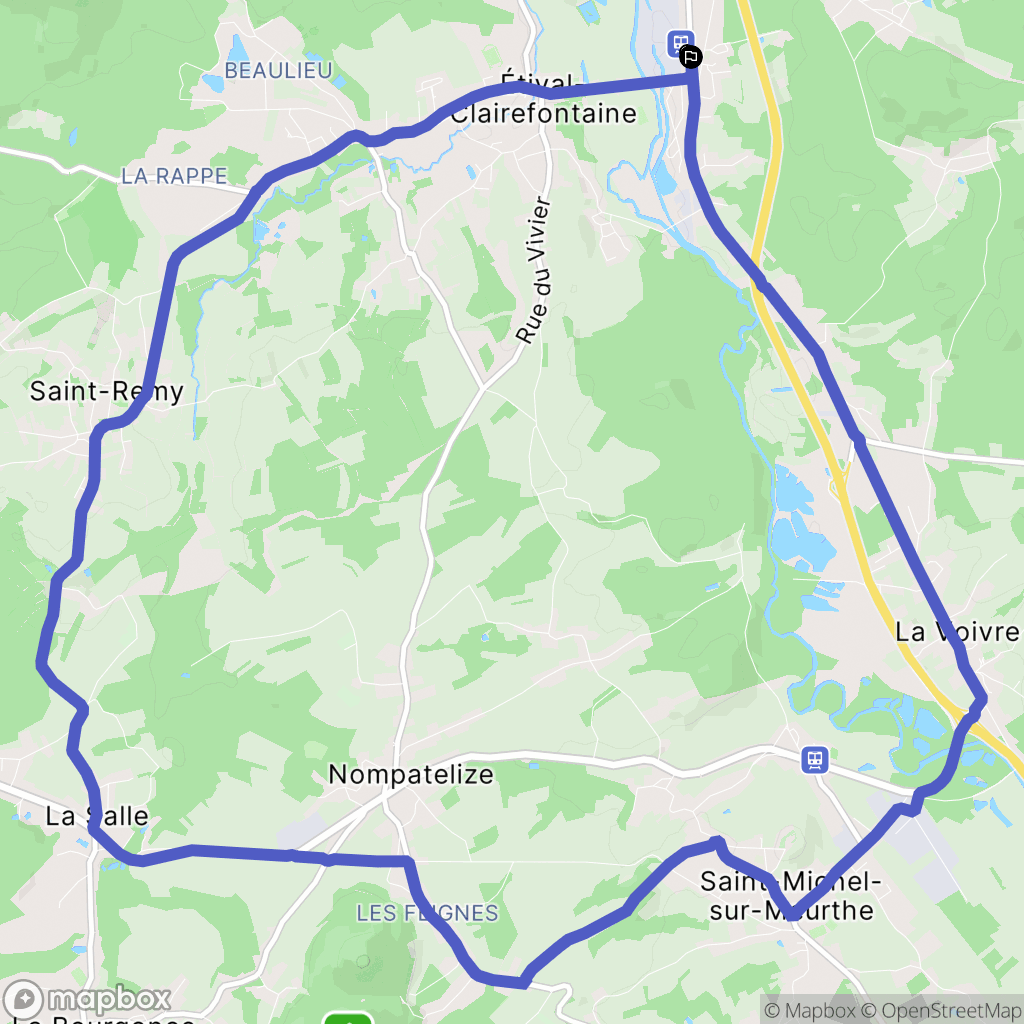 Étival-Clairefontaine : carte du parcours de randonnée - France