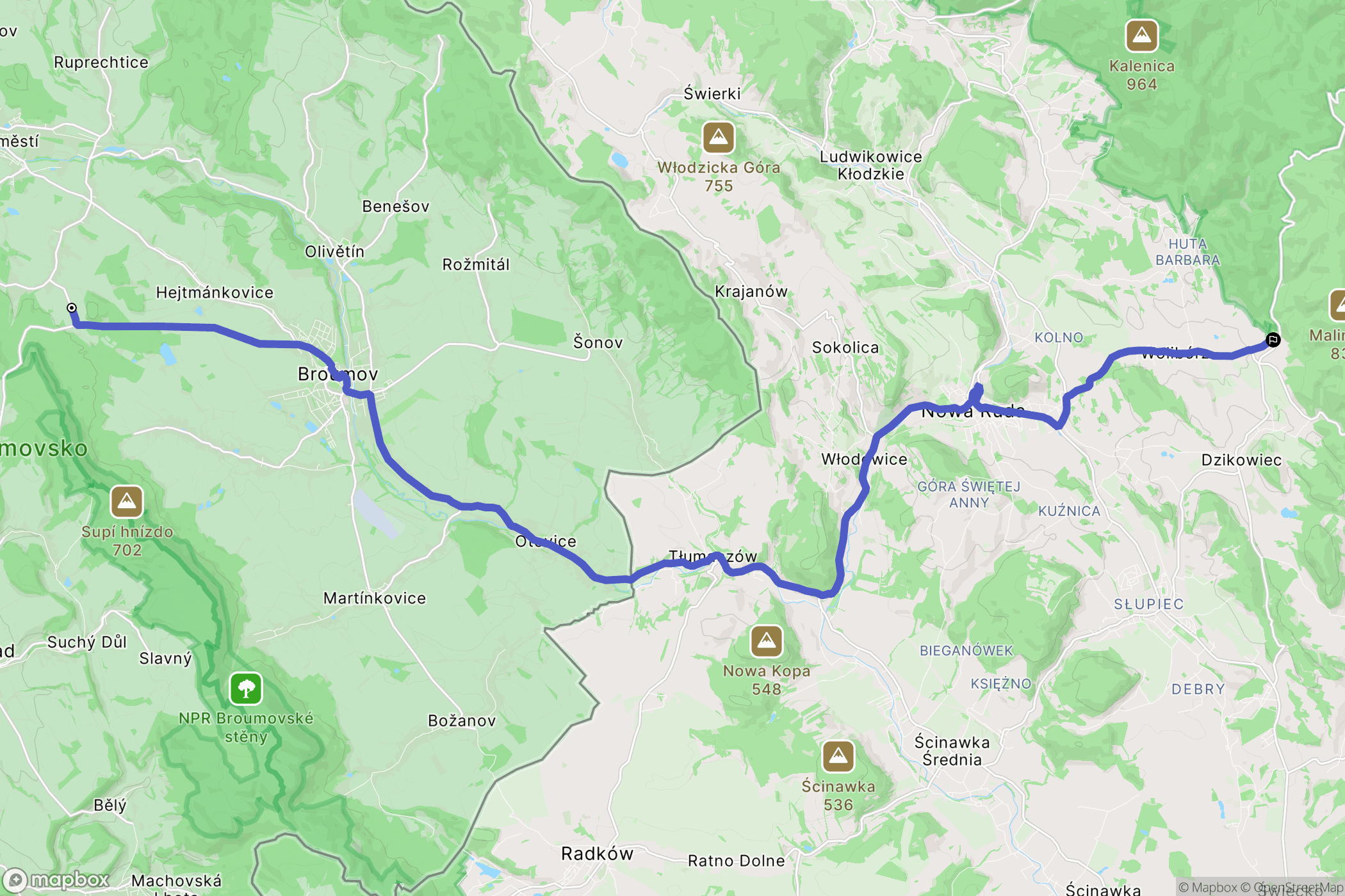 Jetřichov: mapa trasy - Czechia