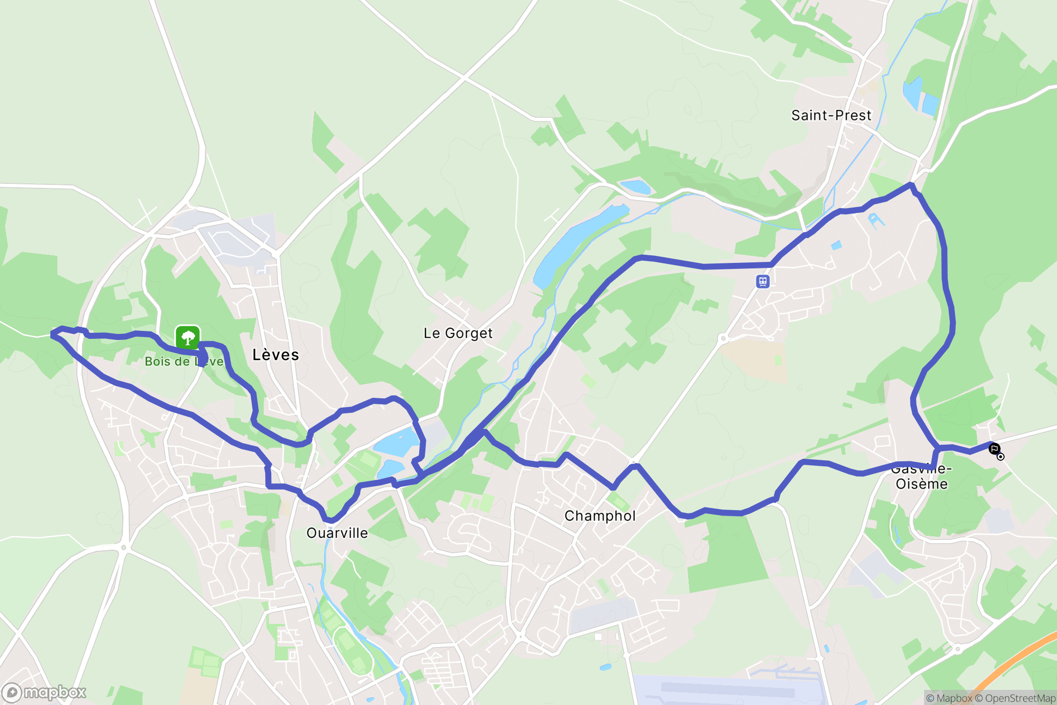 Gasville-Oisème : carte du parcours de randonnée - France