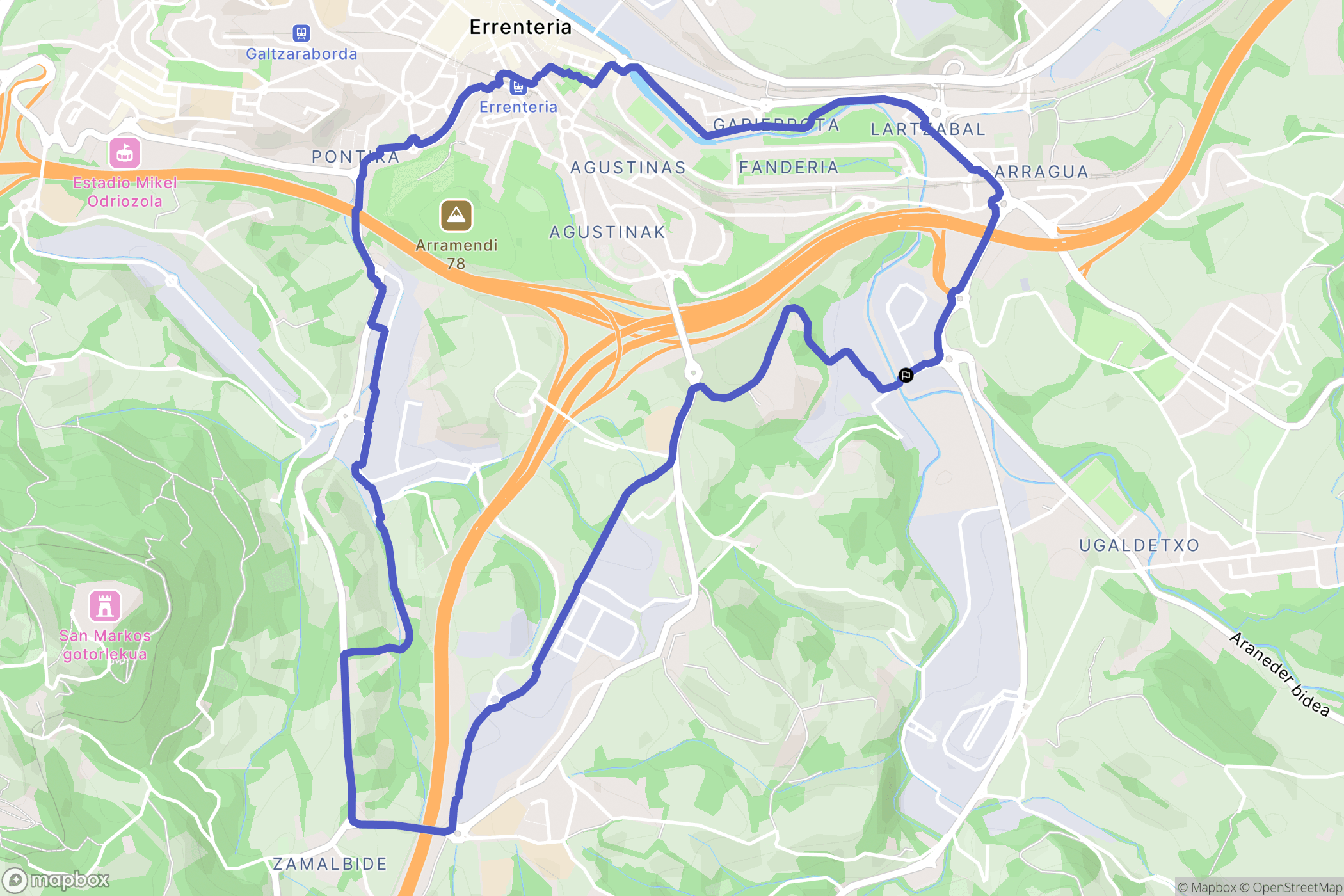 Gipuzkoa : carte du parcours de randonnée - Spain