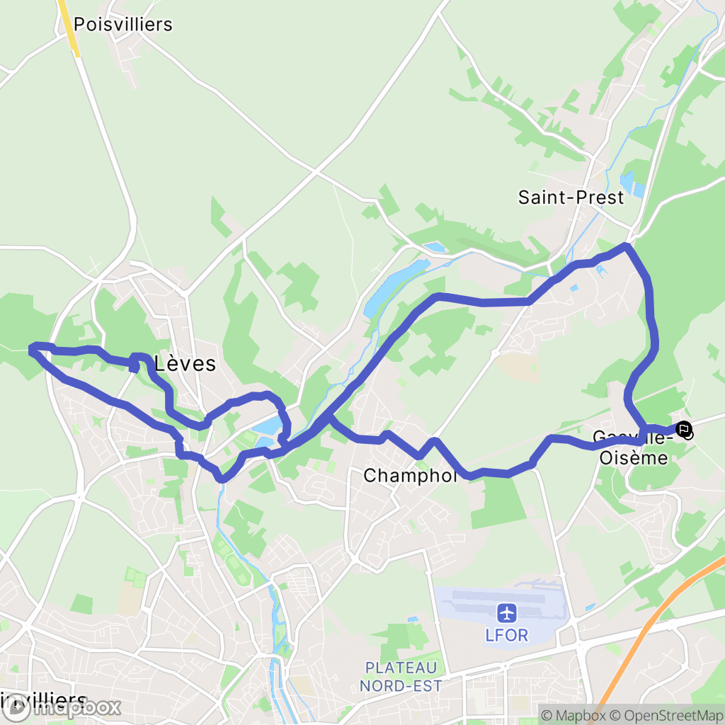 Gasville-Oisème : carte du parcours de randonnée - France