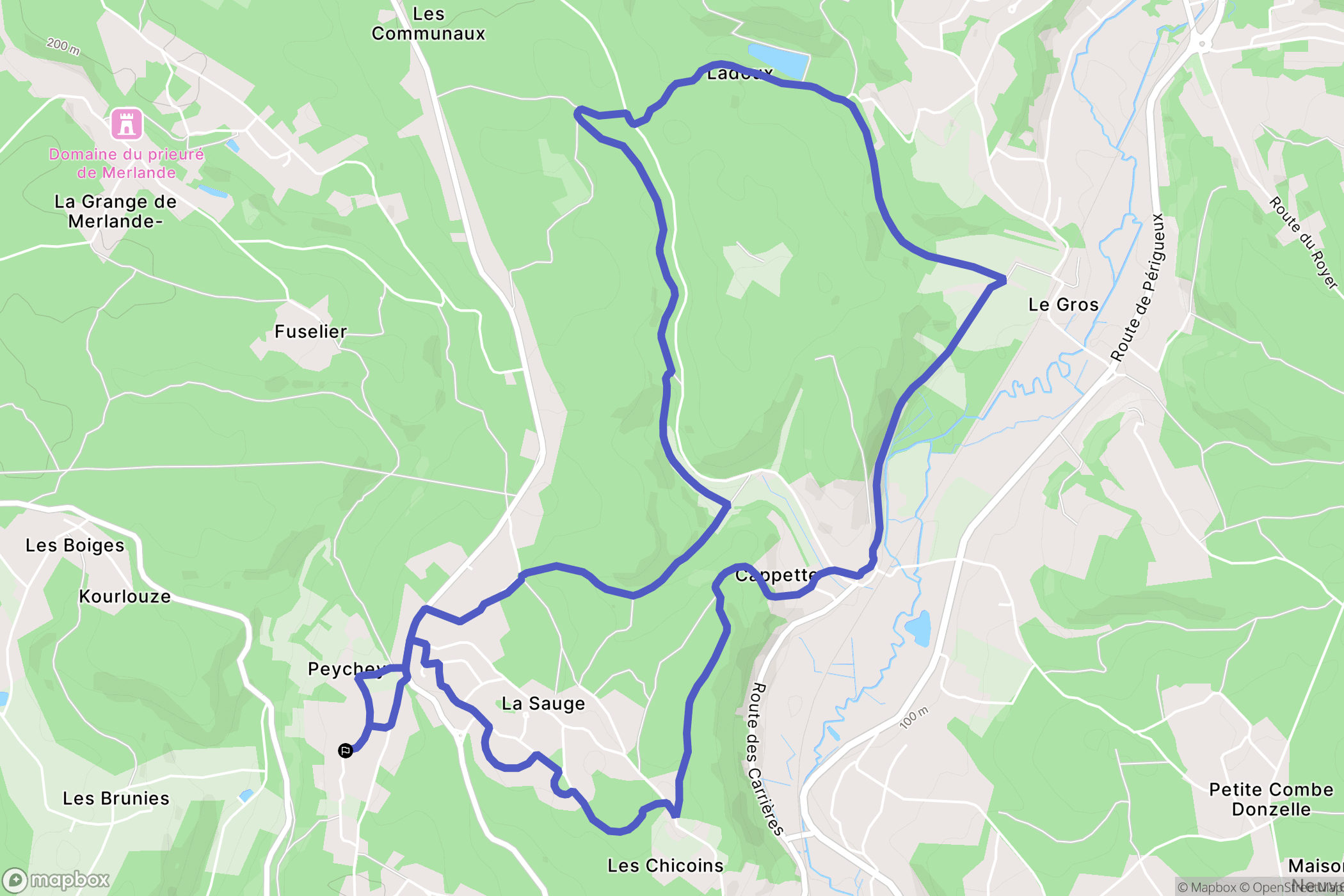 Chancelade : carte du parcours de randonnée - France