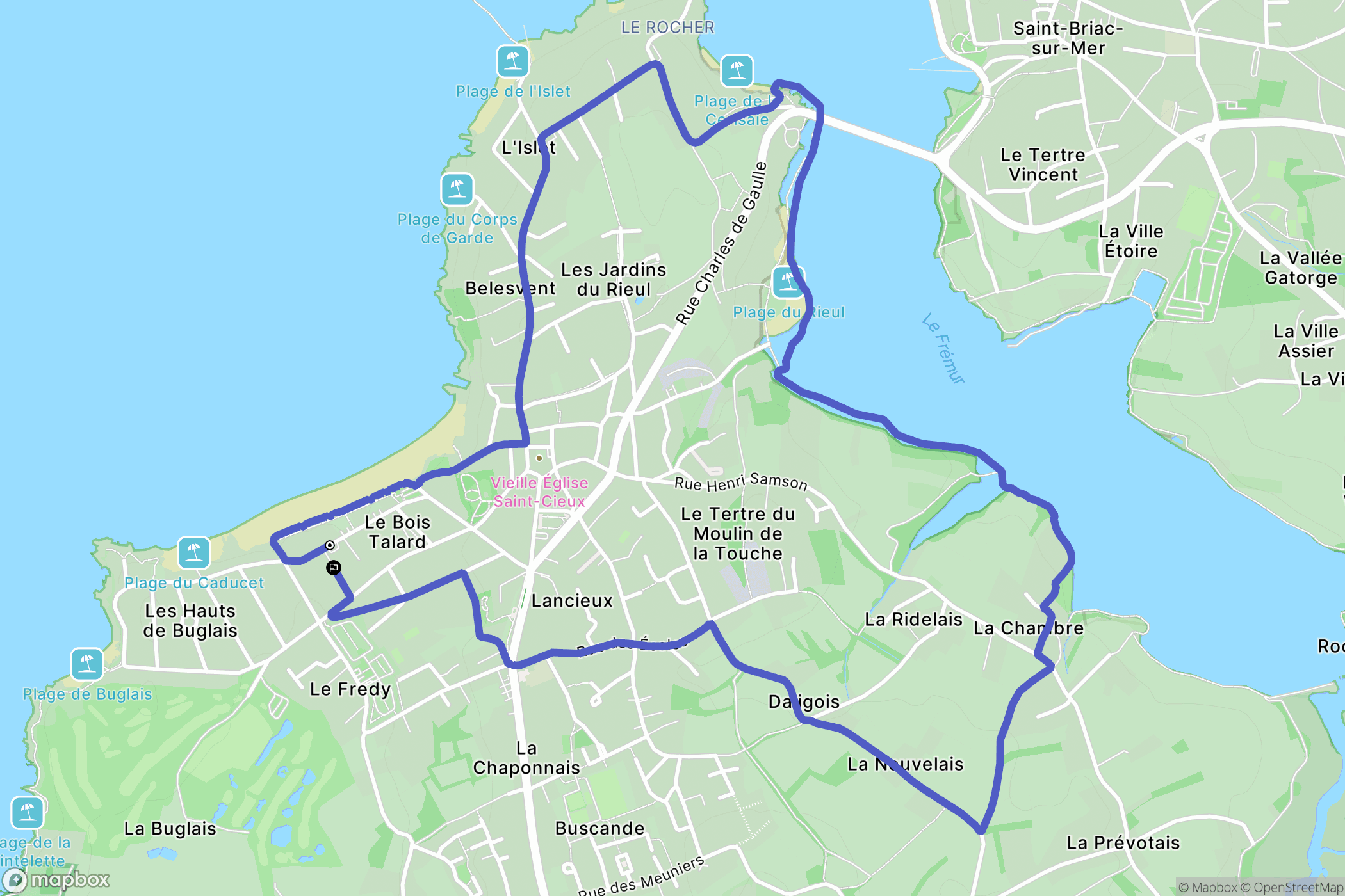 Lancieux : carte du parcours de randonnée - France
